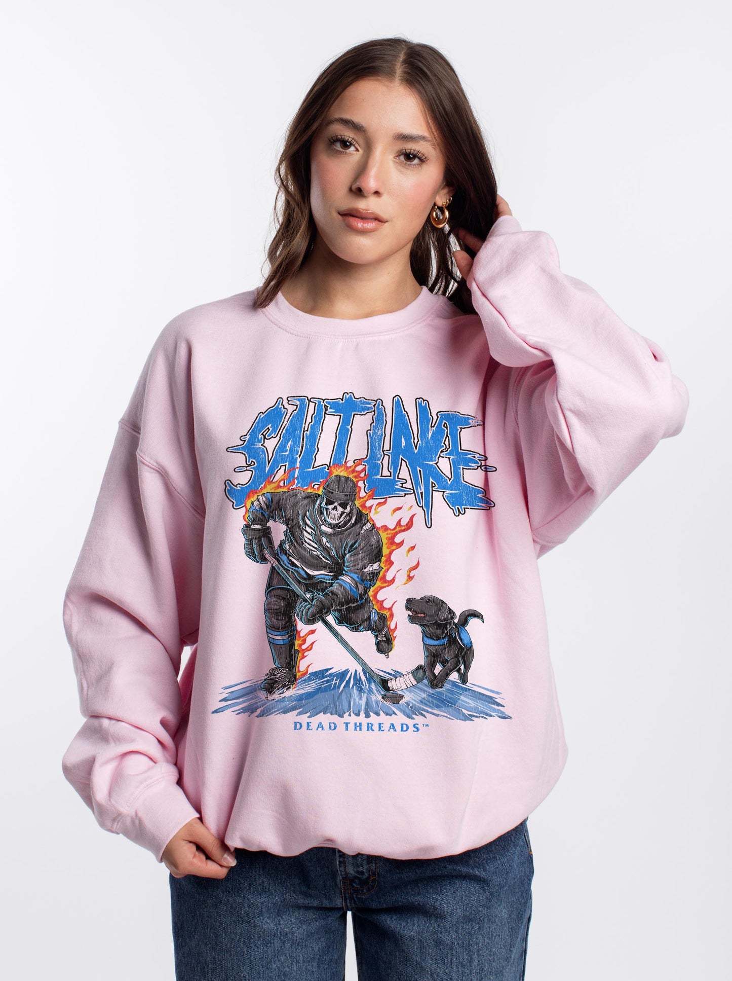 SALT LAKE HOCKEY CREWNECK SWEATSHIRT - PINK