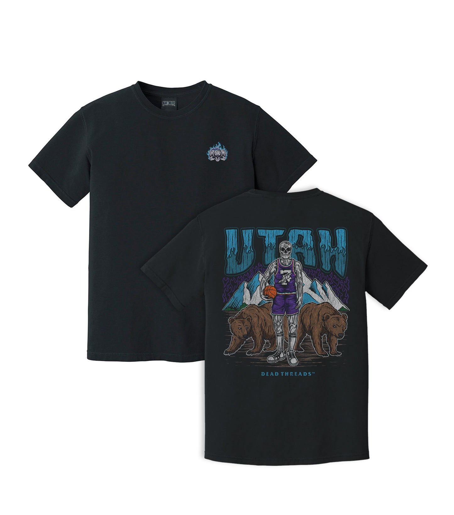 UTAH BASKETBALL - “3 SKULL” PREMIUM T-SHIRT