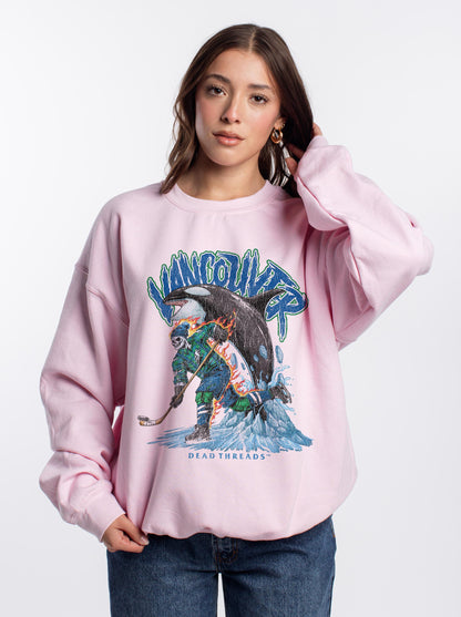 VANCOUVER HOCKEY CREWNECK SWEATSHIRT - PINK