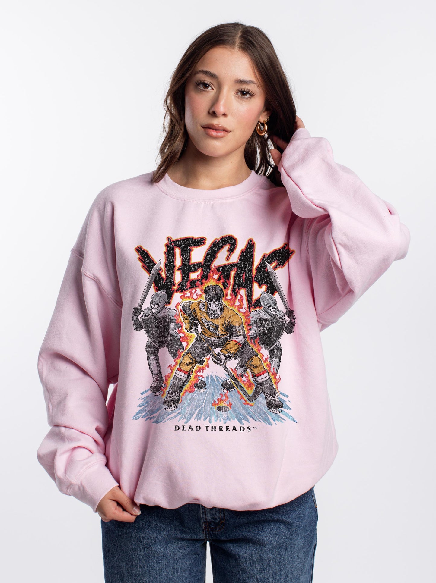 VEGAS HOCKEY CREWNECK SWEATSHIRT - PINK