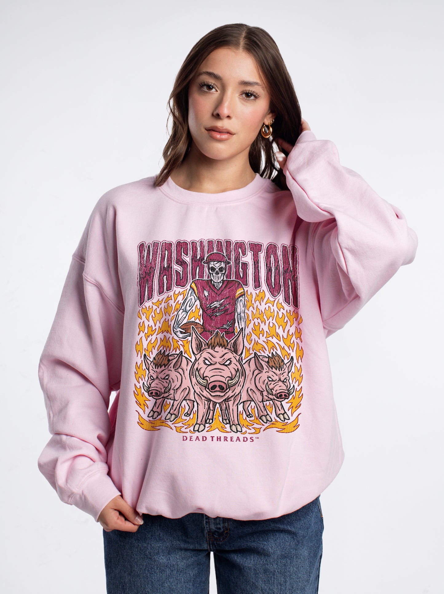 WASHINGTON FOOTBALL v1 CREWNECK SWEATSHIRT - PINK