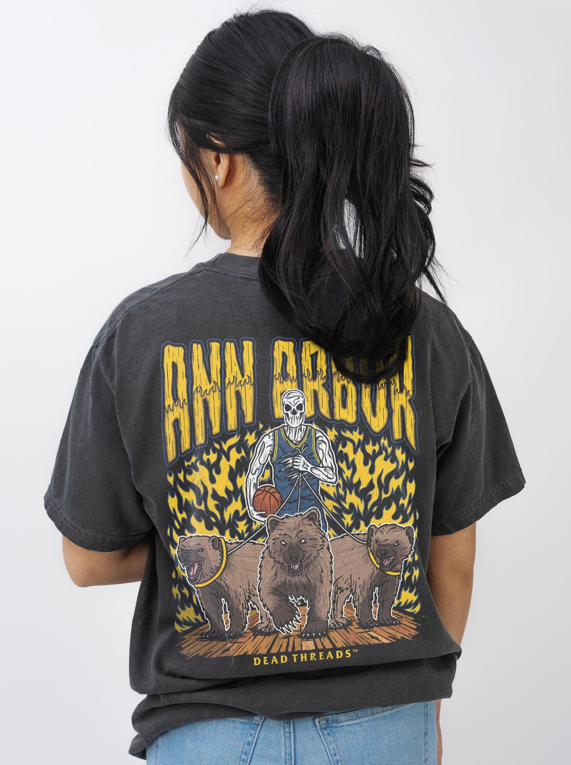ANN ARBOR BASKETBALL - “3 SKULL” PREMIUM T - SHIRT – T-Shirt – Dead Threads Apparel