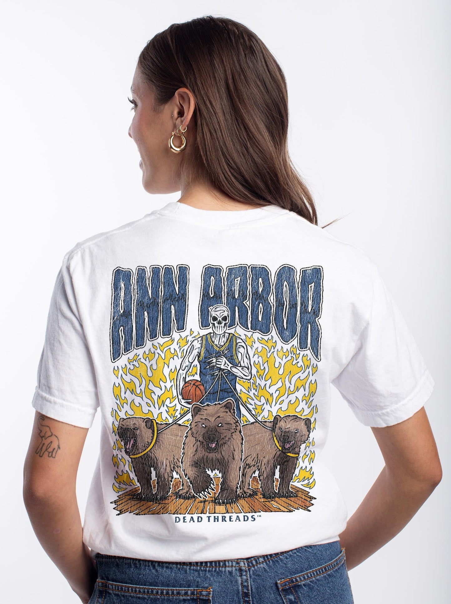 ANN ARBOR BASKETBALL - “3 SKULL” PREMIUM T - SHIRT – T-Shirt – Dead Threads Apparel