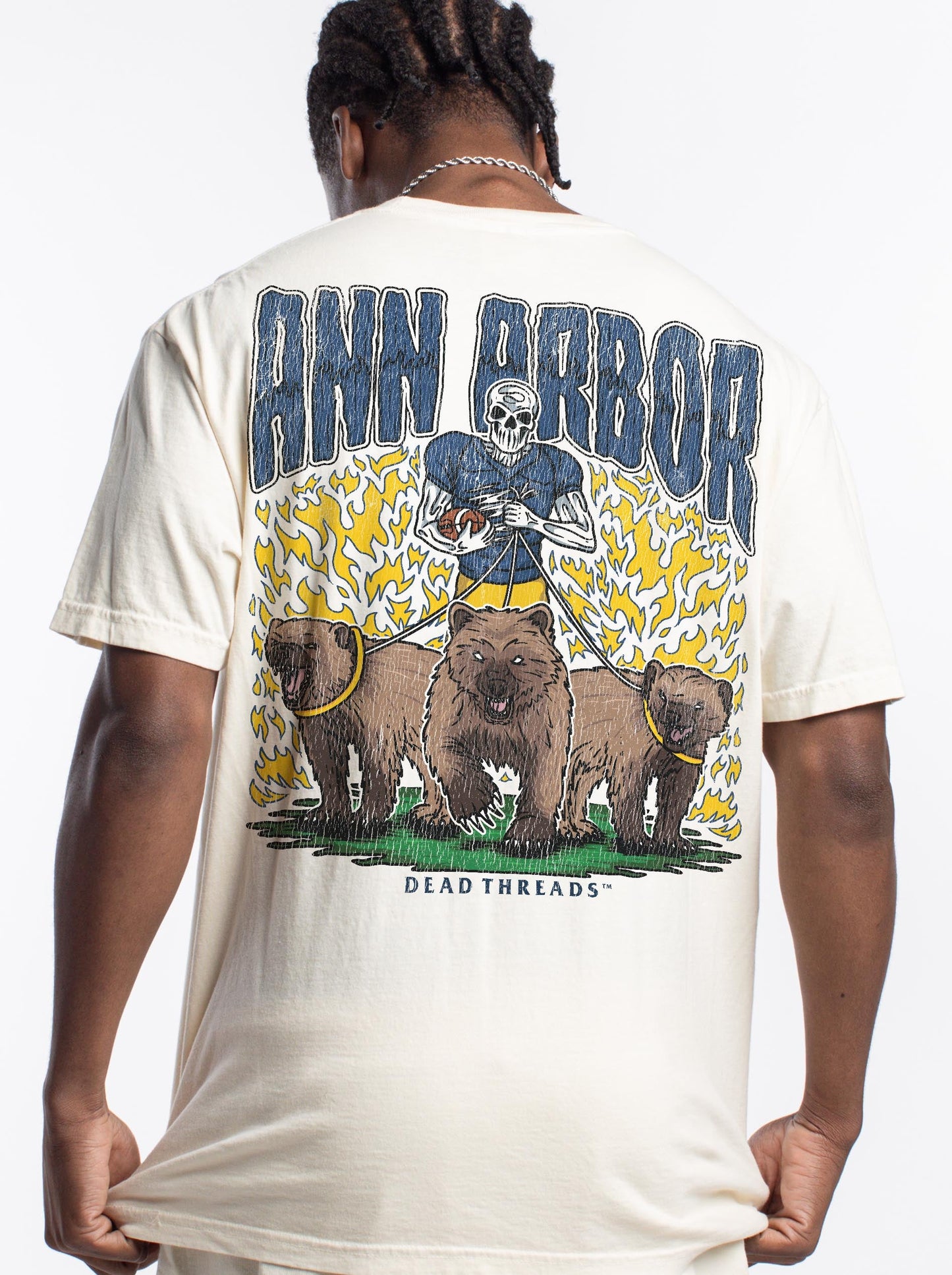 ANN ARBOR FOOTBALL - “3 SKULL” PREMIUM T - SHIRT – T-Shirt – Dead Threads Apparel