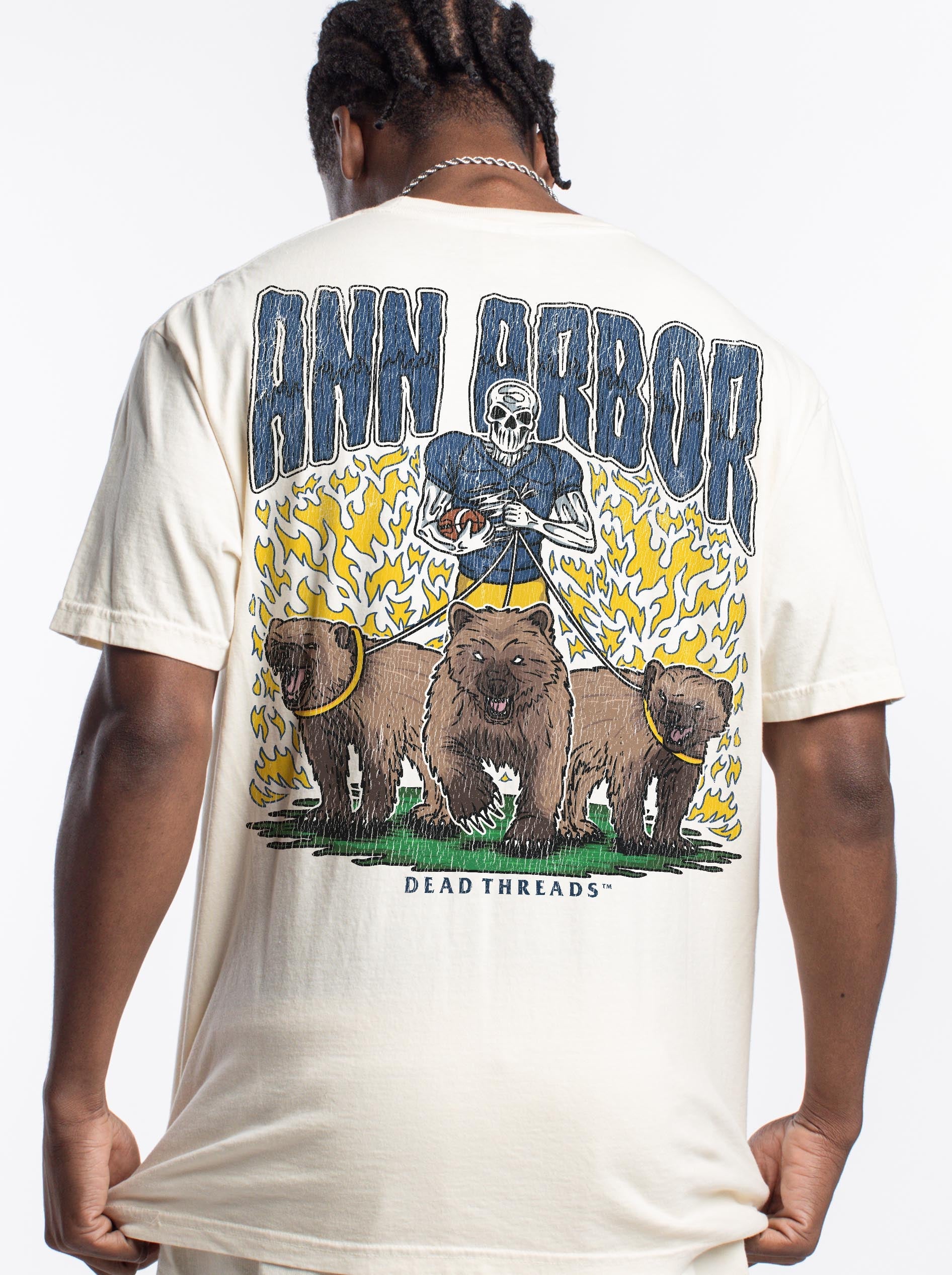 ANN ARBOR FOOTBALL - “3 SKULL” PREMIUM T - SHIRT – T-Shirt – Dead Threads Apparel