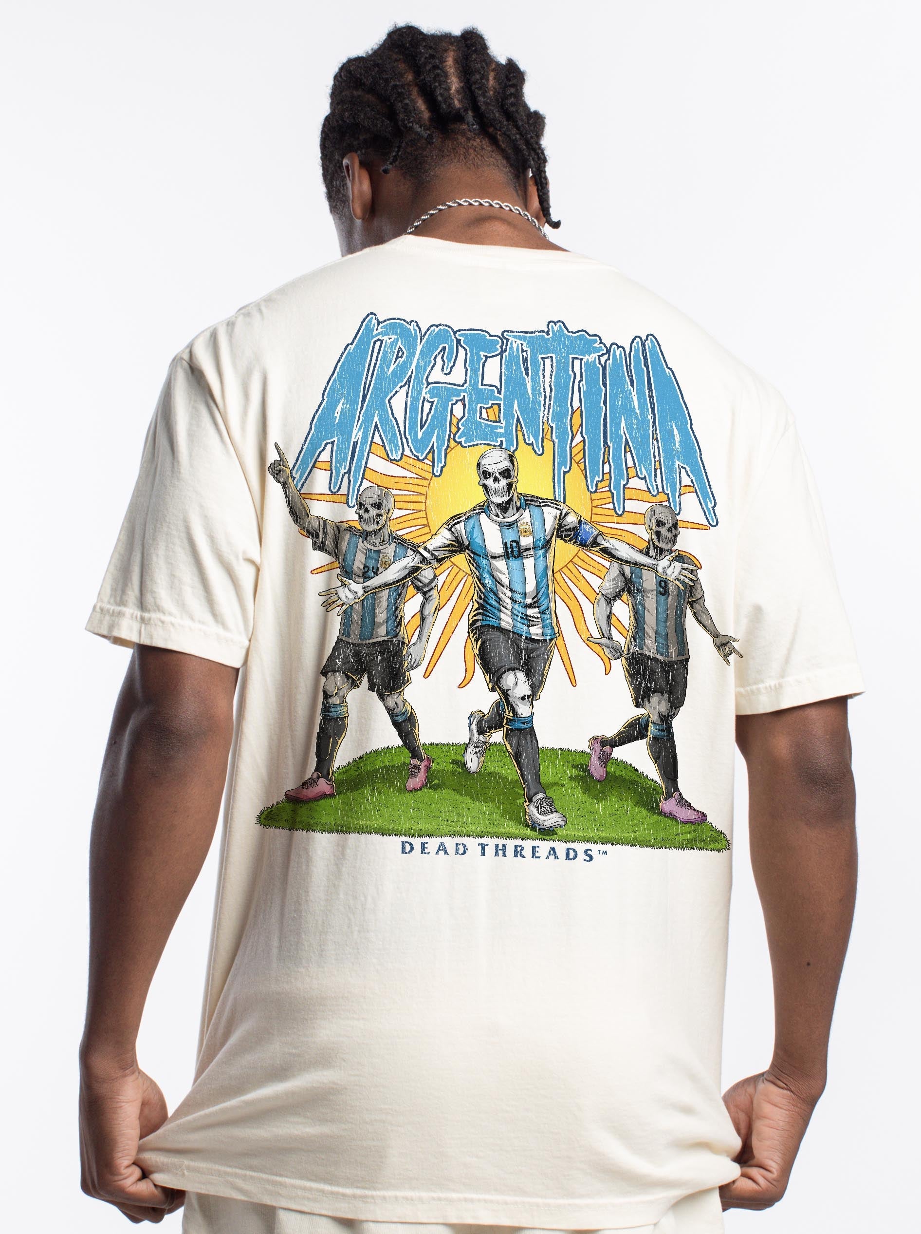 ARGENTINA SOCCER - “3 SKULL” PREMIUM T-SHIRT – T-Shirt – Dead Threads Apparel