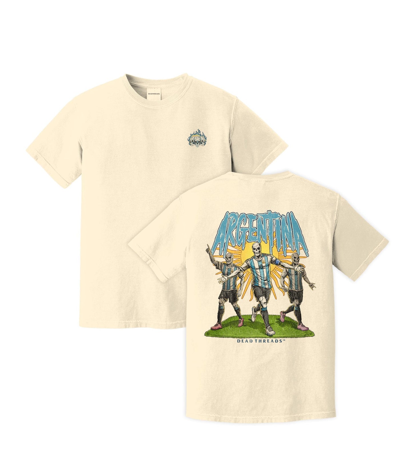 ARGENTINA SOCCER - “3 SKULL” PREMIUM T-SHIRT – T-Shirt – Dead Threads Apparel