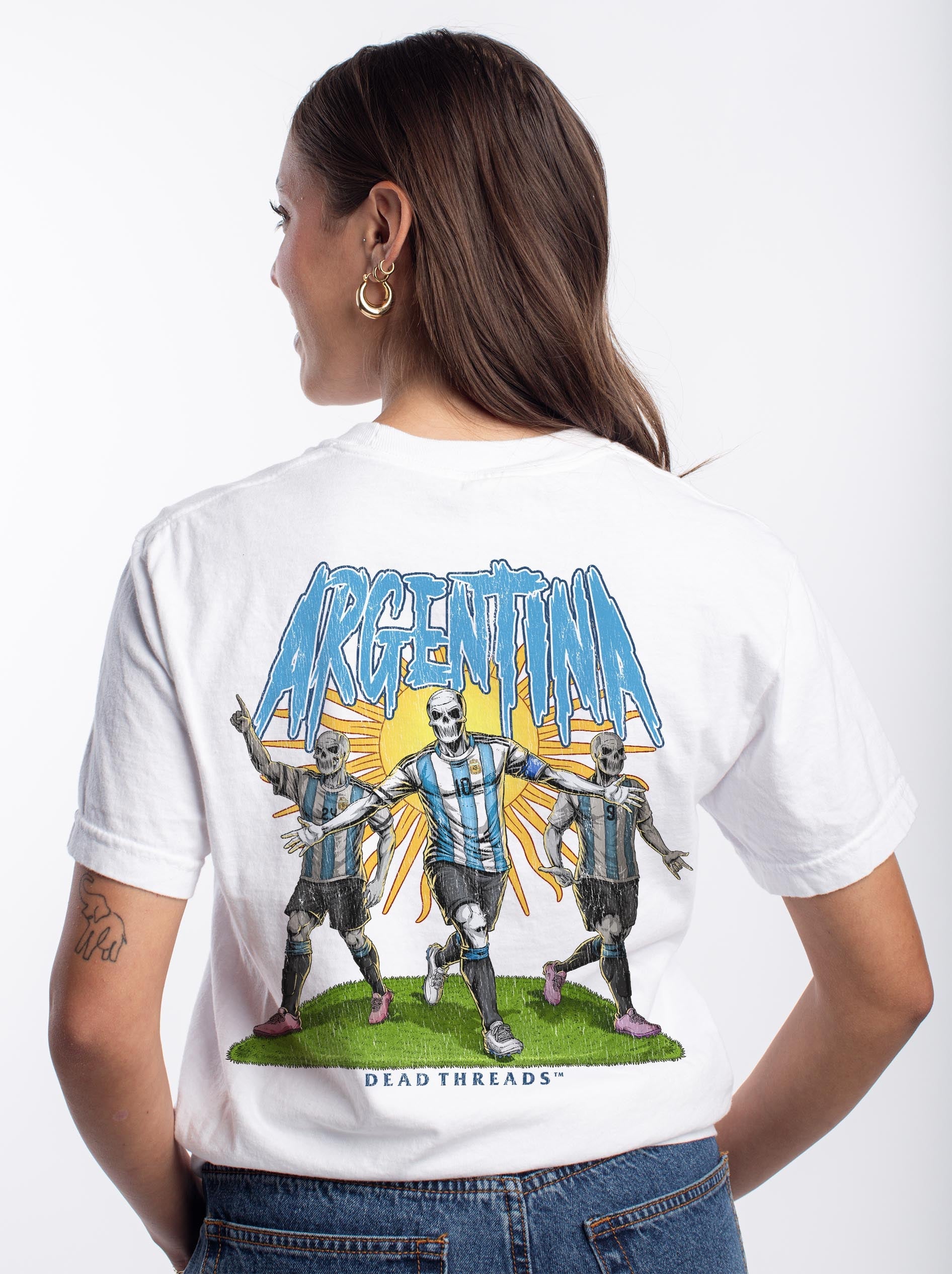 ARGENTINA SOCCER - “3 SKULL” PREMIUM T-SHIRT – T-Shirt – Dead Threads Apparel