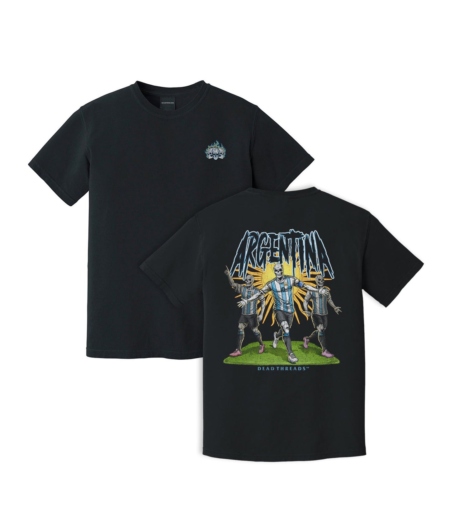 ARGENTINA SOCCER - “3 SKULL” PREMIUM T-SHIRT – T-Shirt – Dead Threads Apparel