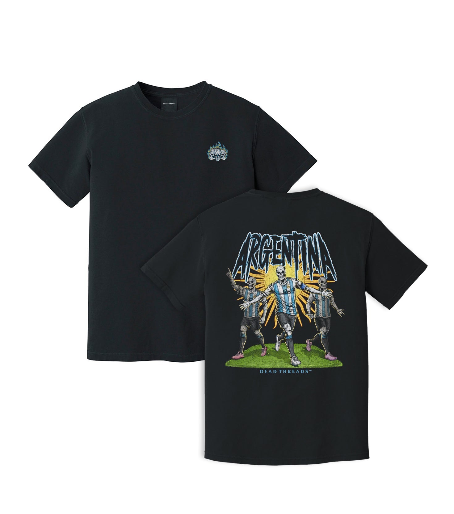 ARGENTINA SOCCER - “3 SKULL” PREMIUM T-SHIRT – T-Shirt – Dead Threads Apparel