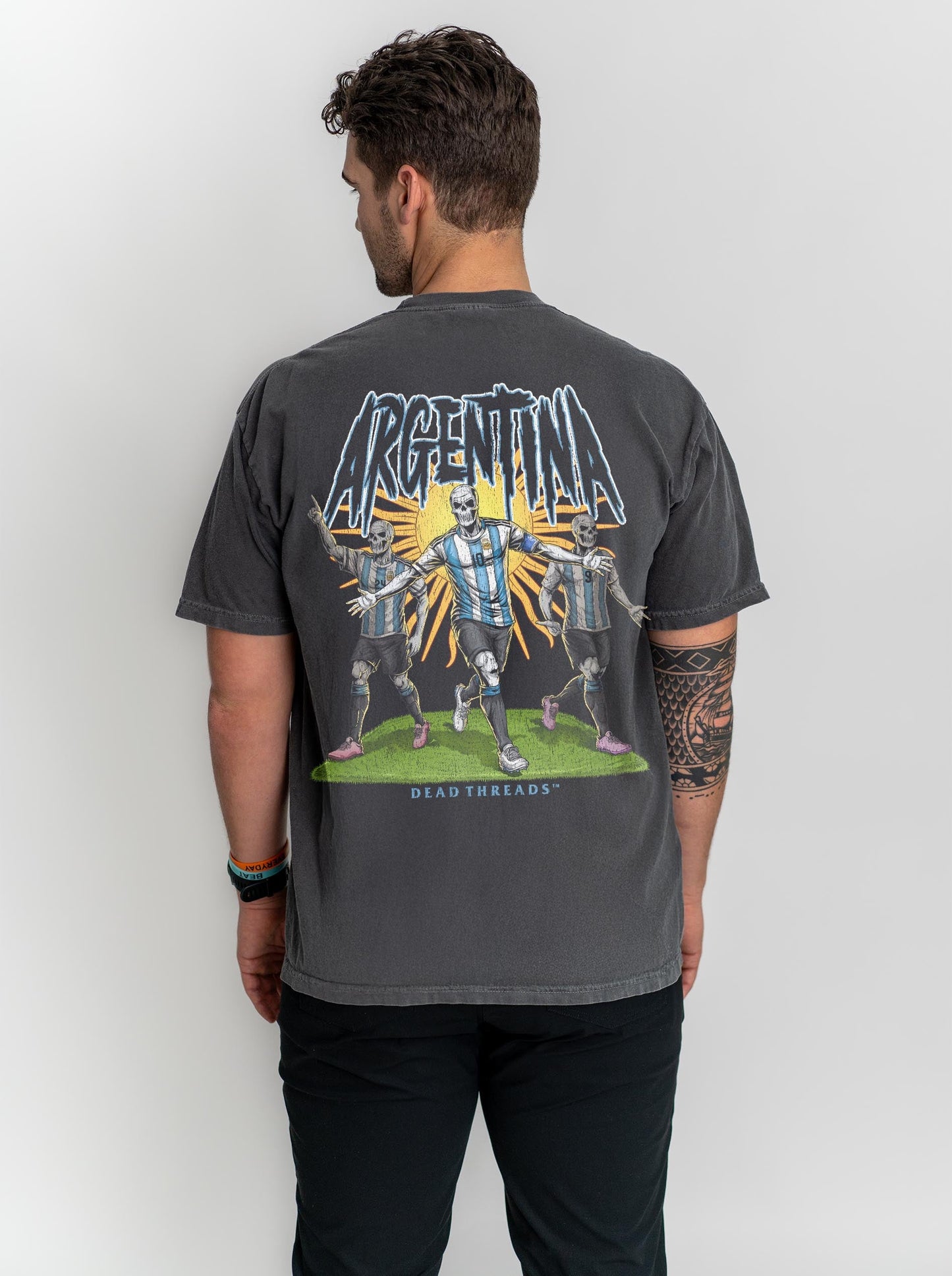 ARGENTINA SOCCER - “3 SKULL” PREMIUM T-SHIRT – T-Shirt – Dead Threads Apparel