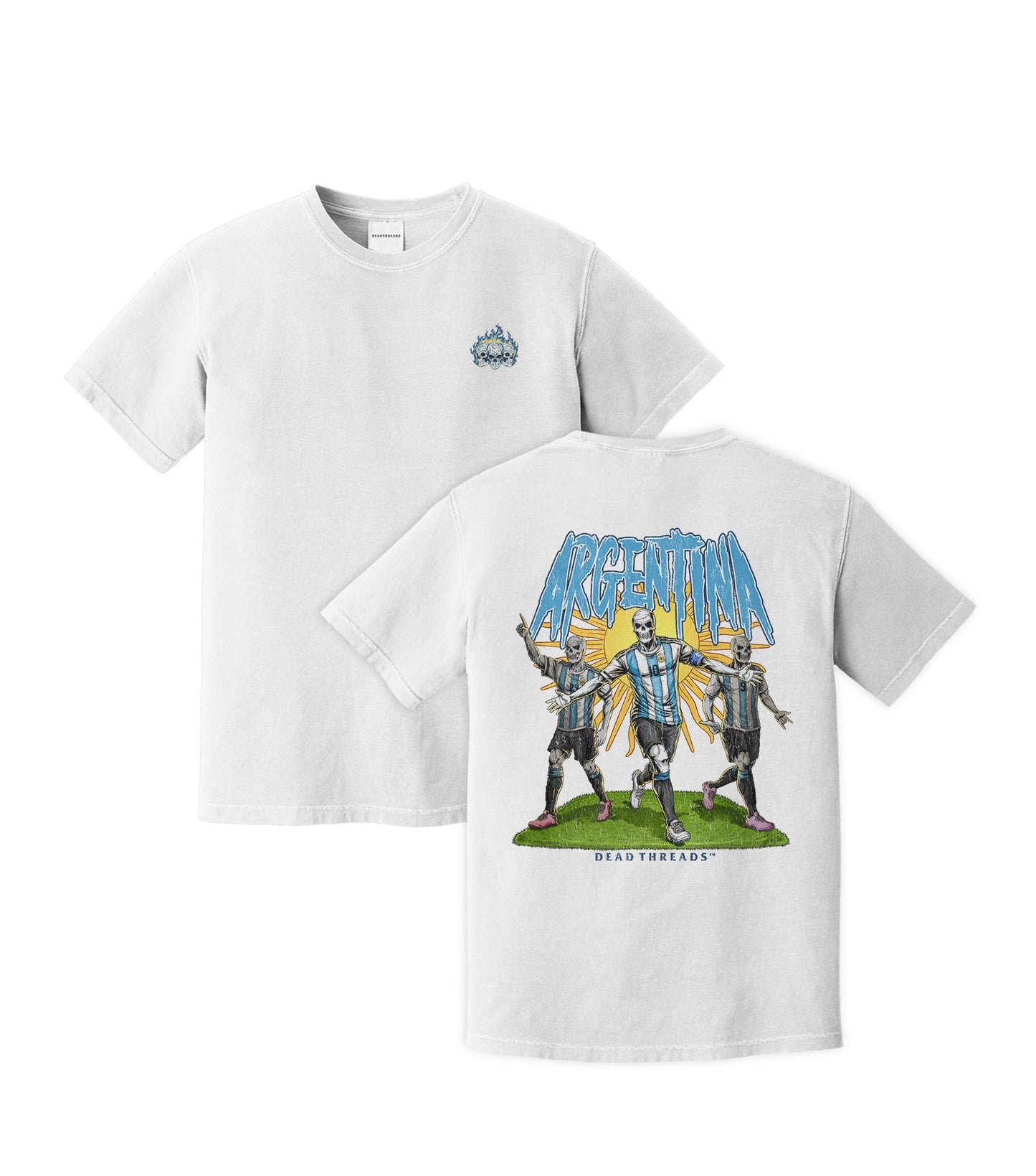 ARGENTINA SOCCER - “3 SKULL” PREMIUM T-SHIRT – T-Shirt – Dead Threads Apparel