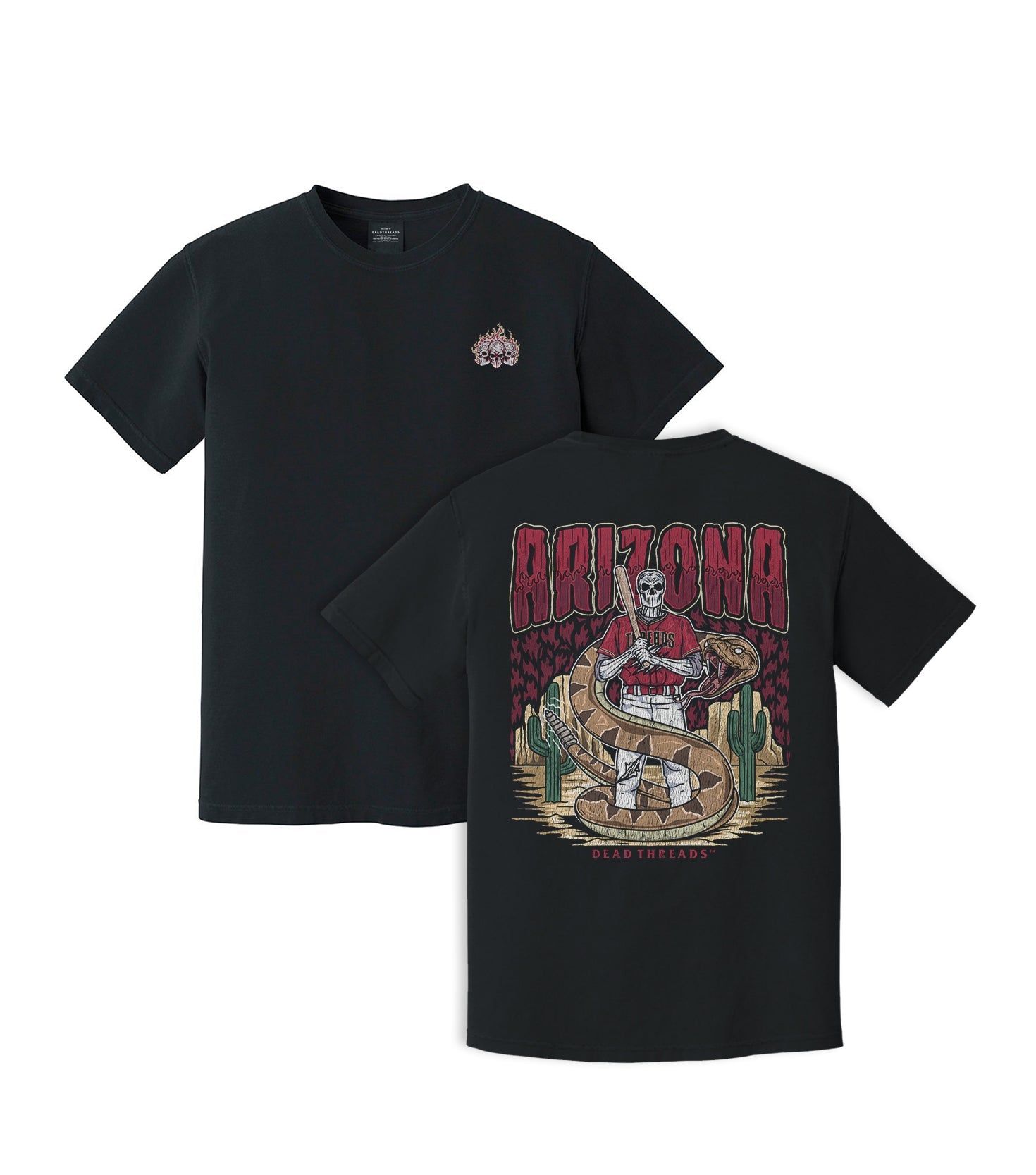 ARIZONA BASEBALL - "3 SKULL" PREMIUM T - SHIRT – T-Shirt – Dead Threads Apparel