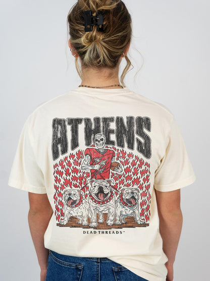 ATHENS FOOTBALL - “3 SKULL” PREMIUM T - SHIRT – T-Shirt – Dead Threads Apparel