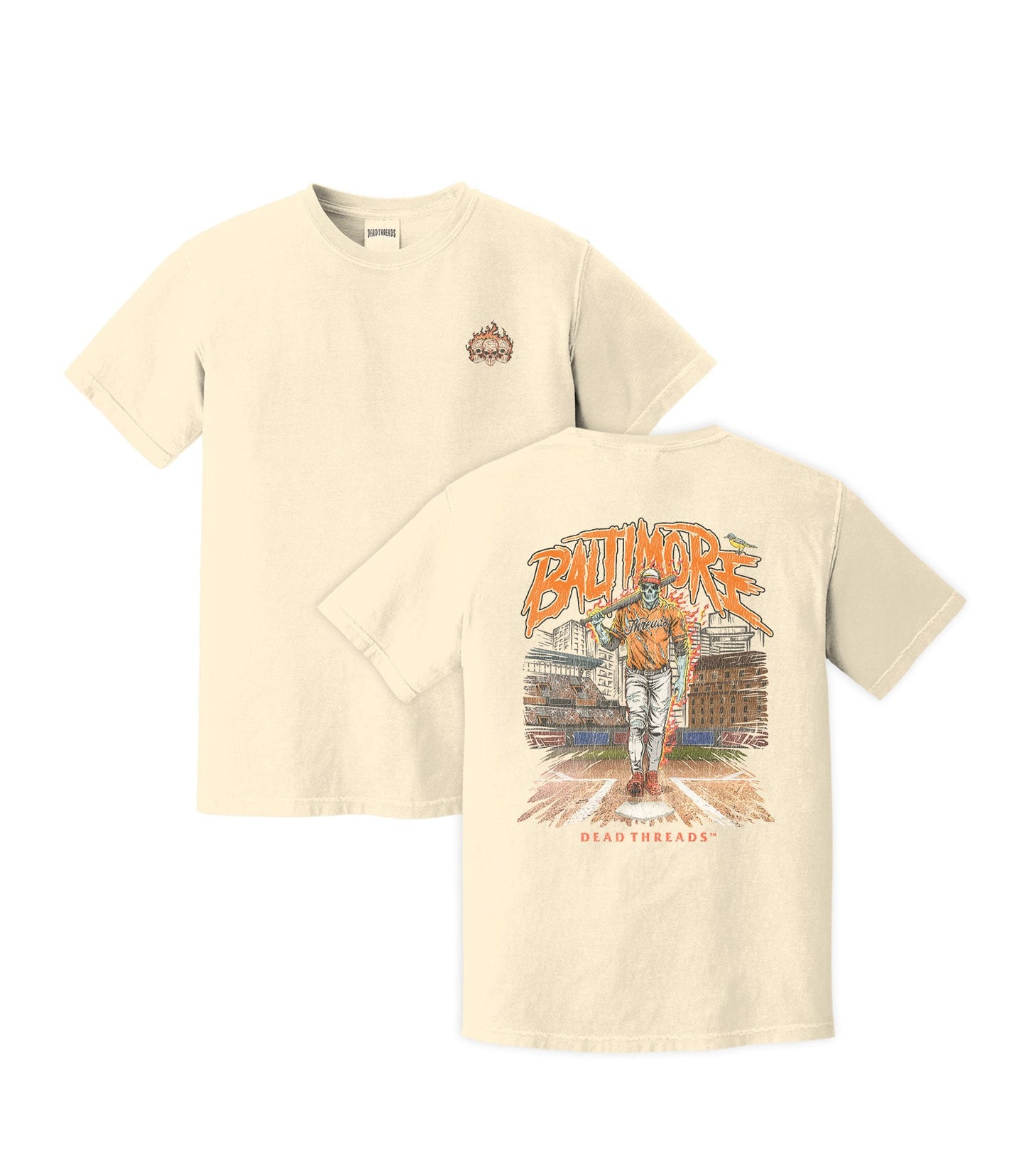 BALTIMORE BASEBALL - "3 SKULL" PREMIUM SHIRT – T-Shirt – Dead Threads Apparel