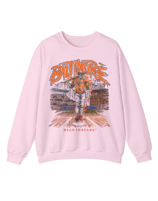 BALTIMORE BASEBALL CREWNECK SWEATSHIRT - PINK – Sweatshirt – Dead Threads Apparel