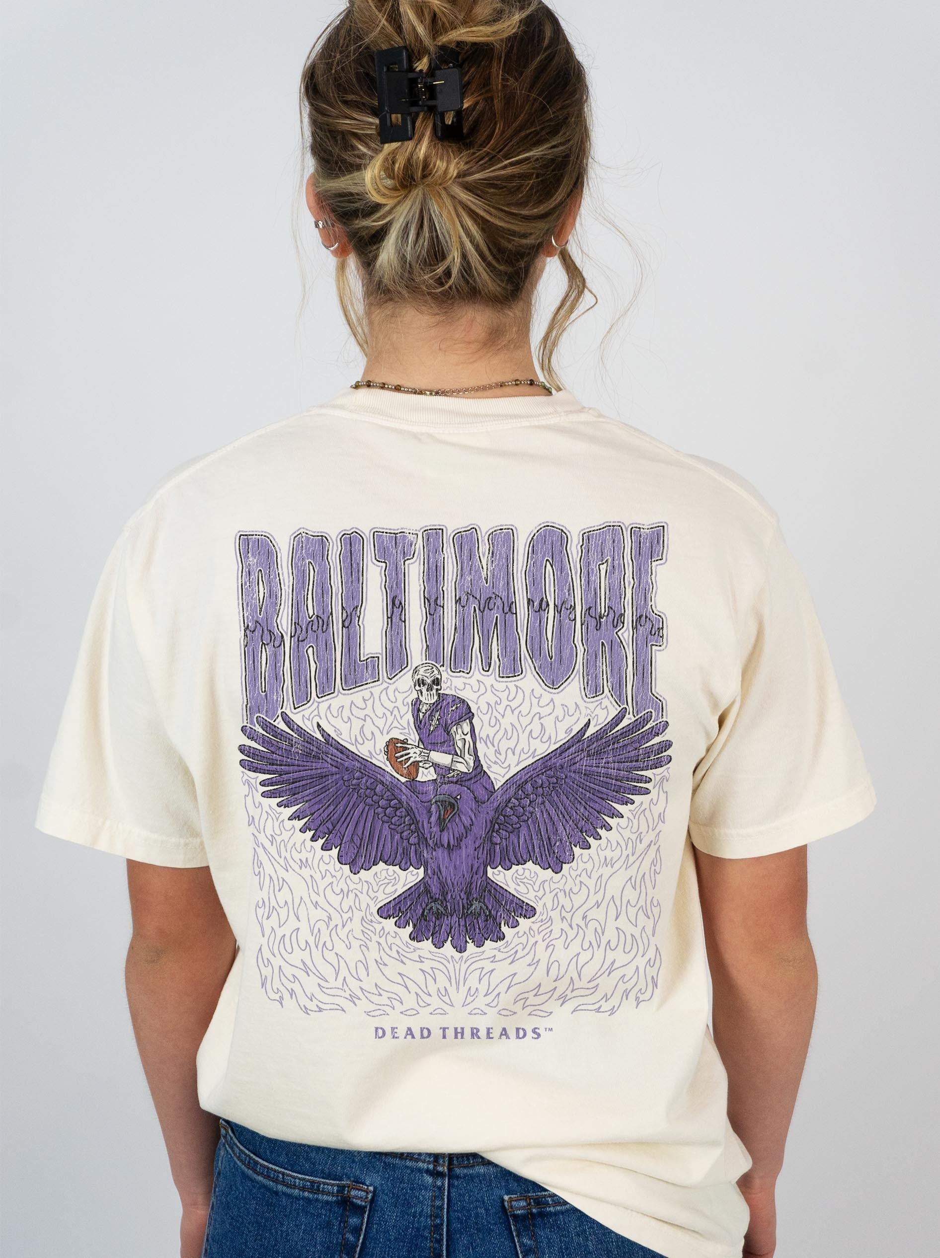 BALTIMORE FOOTBALL v1 - “3 SKULL” PREMIUM T - SHIRT – T-Shirt – Dead Threads Apparel