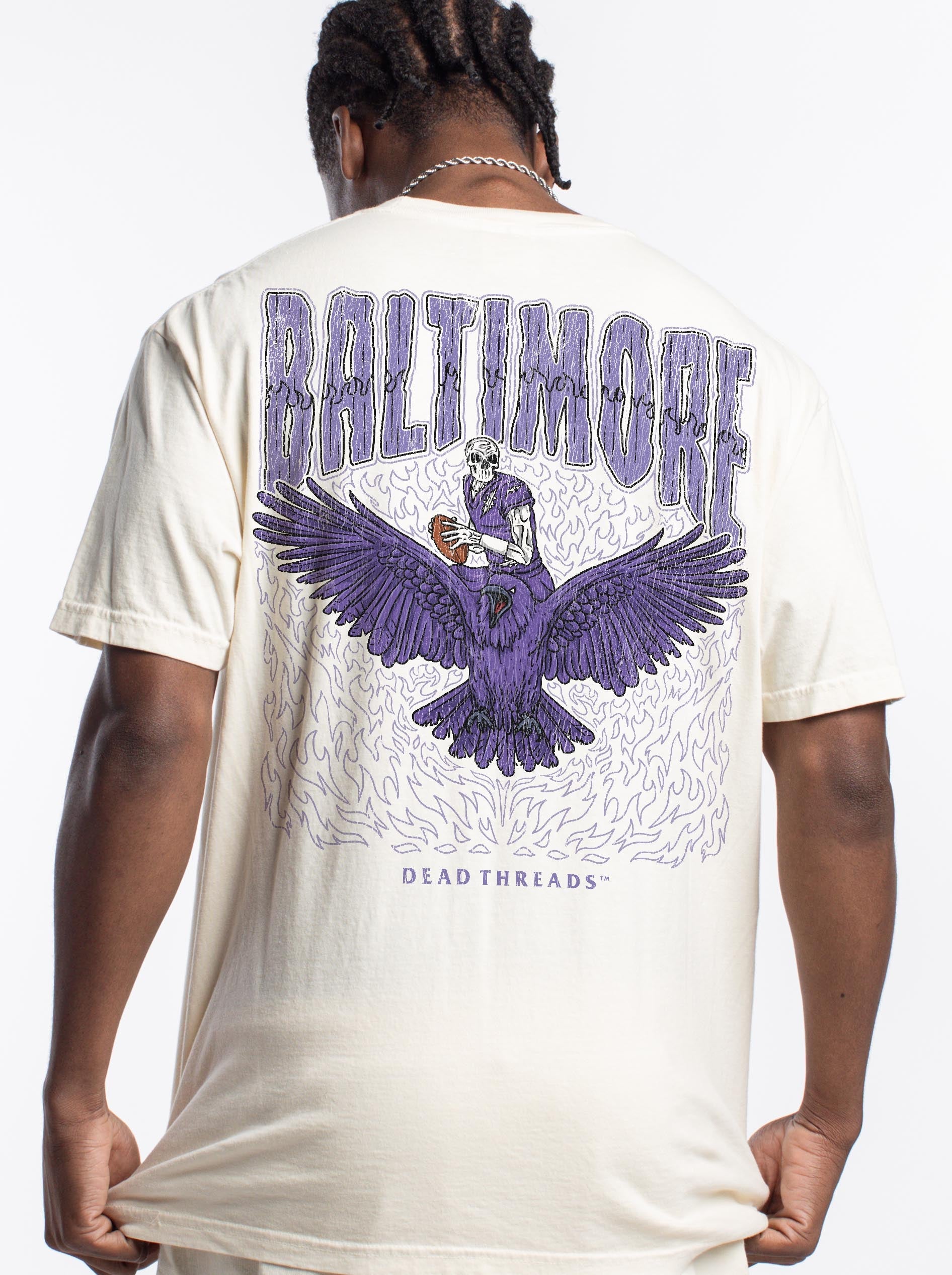BALTIMORE FOOTBALL v1 - “3 SKULL” PREMIUM T - SHIRT – T-Shirt – Dead Threads Apparel