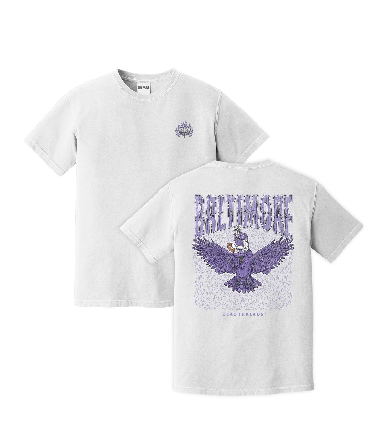 BALTIMORE FOOTBALL v1 - “3 SKULL” PREMIUM T - SHIRT – T-Shirt – Dead Threads Apparel