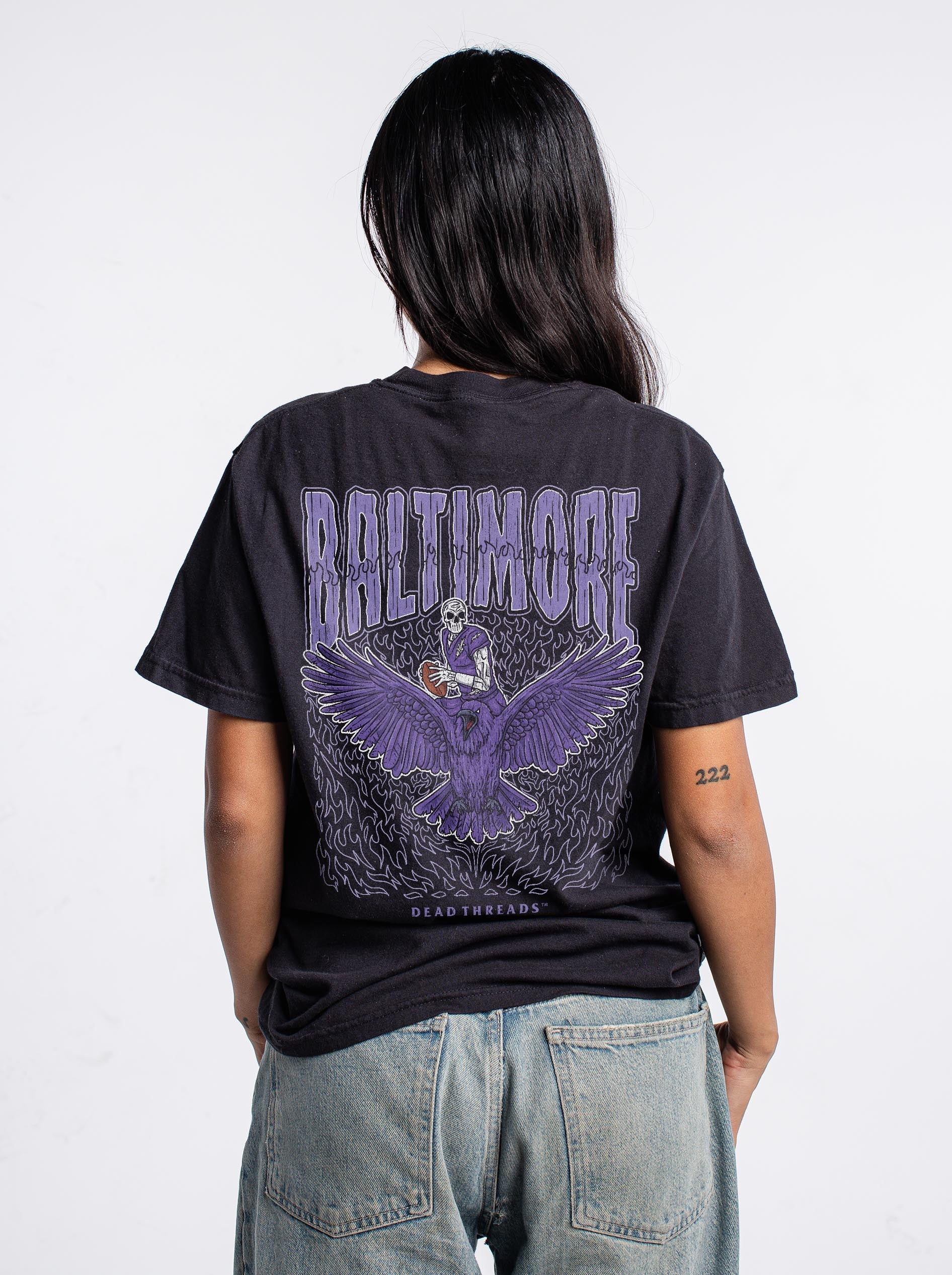 BALTIMORE FOOTBALL v1 - “3 SKULL” PREMIUM T - SHIRT – T-Shirt – Dead Threads Apparel