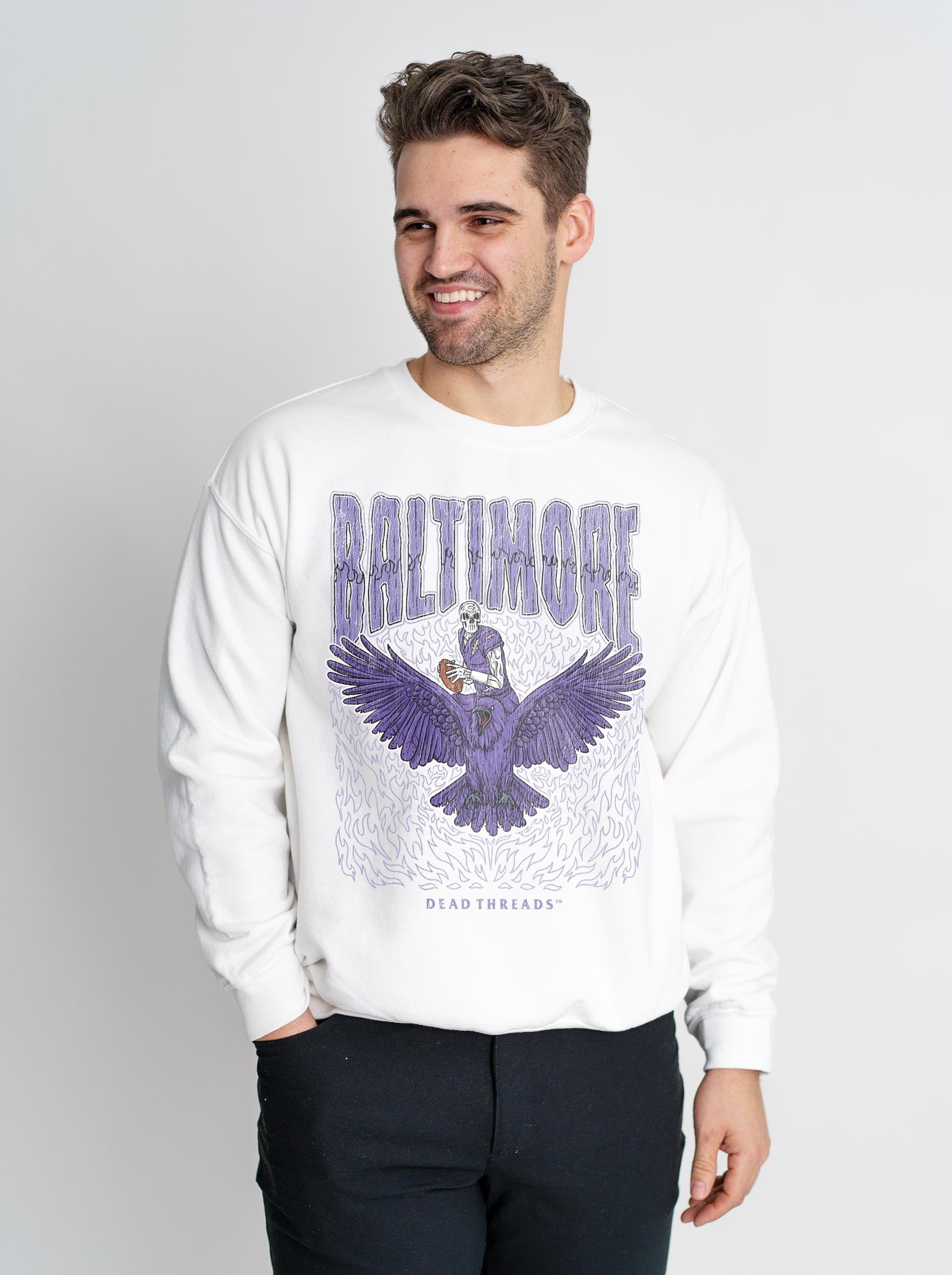 BALTIMORE FOOTBALL V1 CREWNECK SWEATSHIRT V1 - DEAD THREADS – Dead