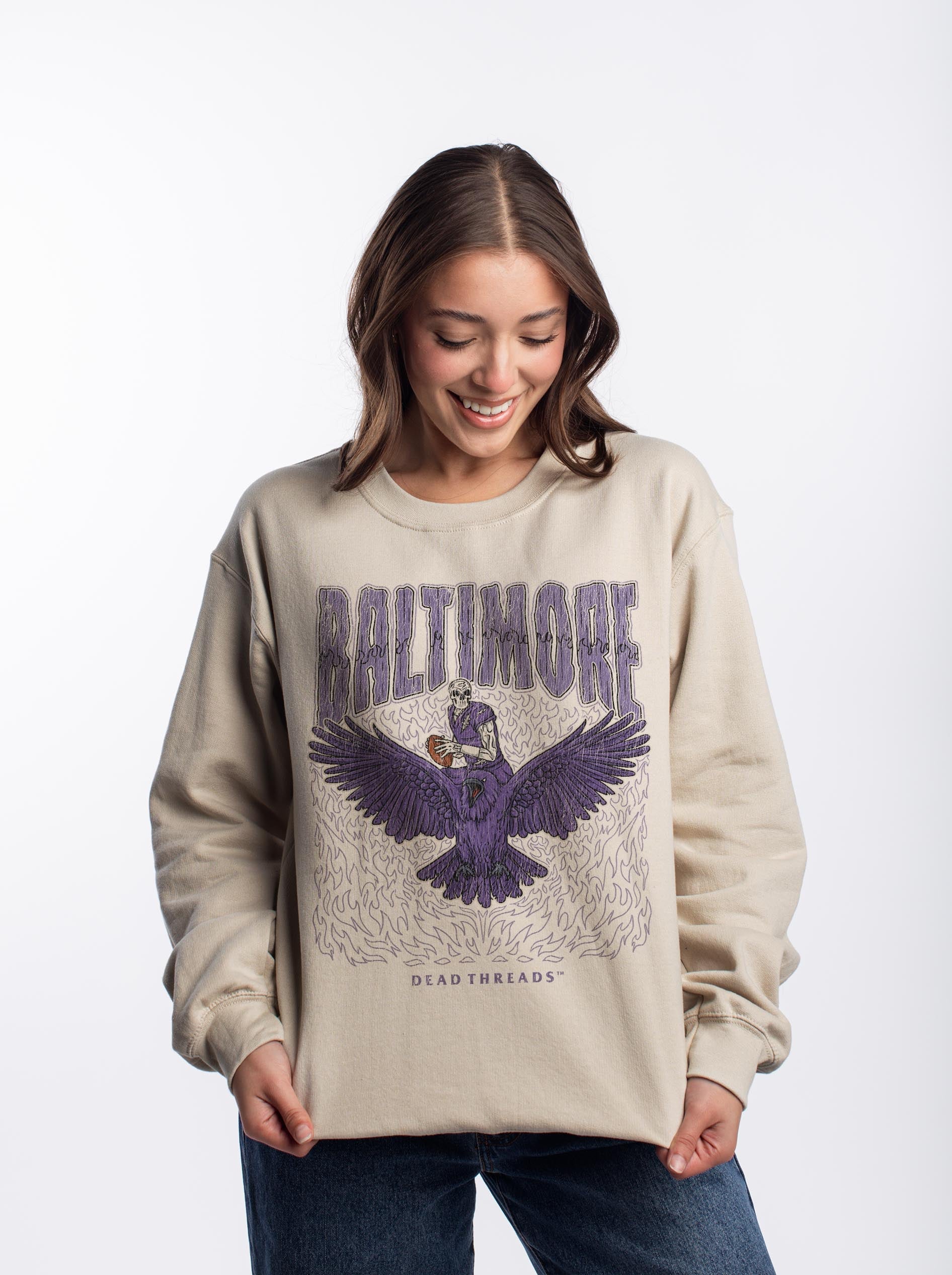 BALTIMORE FOOTBALL V1 CREWNECK SWEATSHIRT V1 - DEAD THREADS – Dead