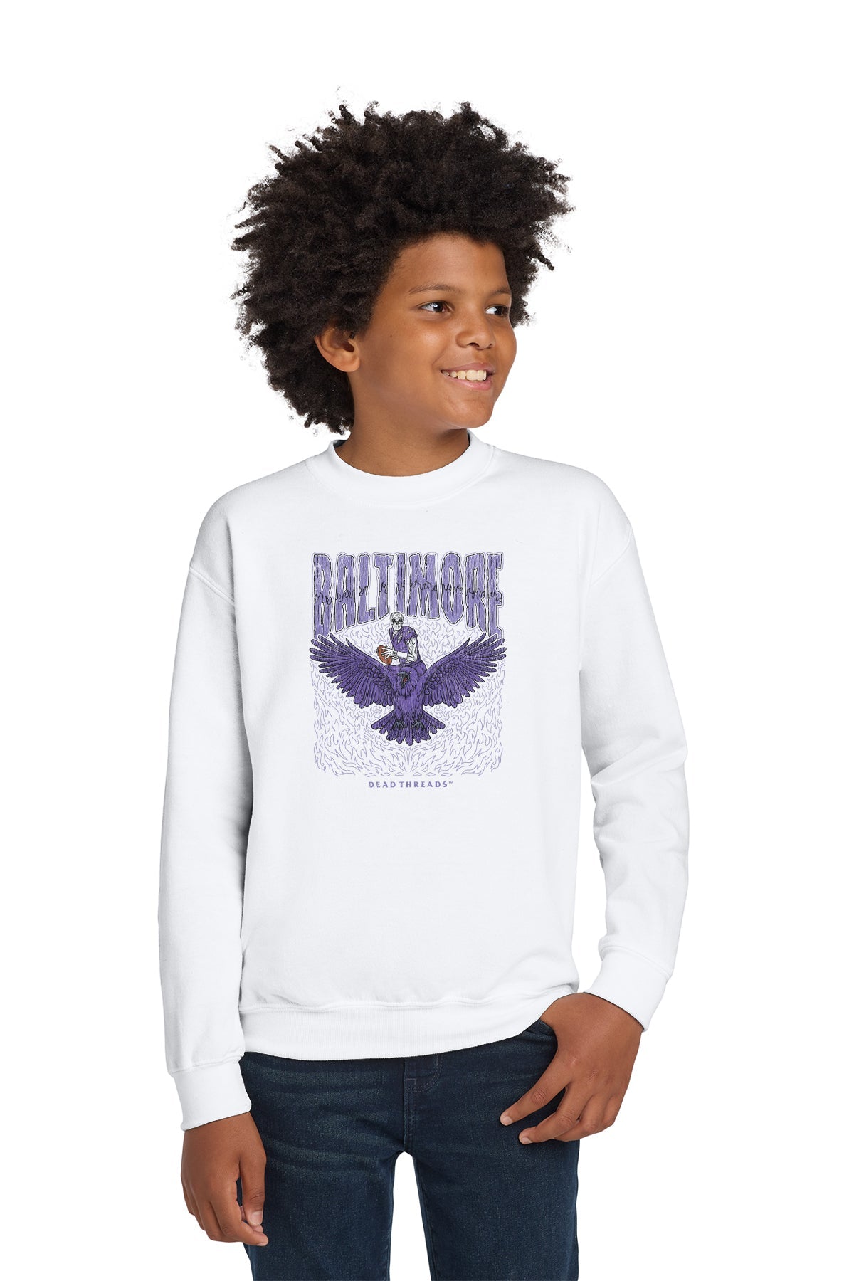 BALTIMORE FOOTBALL v1 KIDS CREWNECK SWEATSHIRT – Kids clothes – Dead Threads Apparel