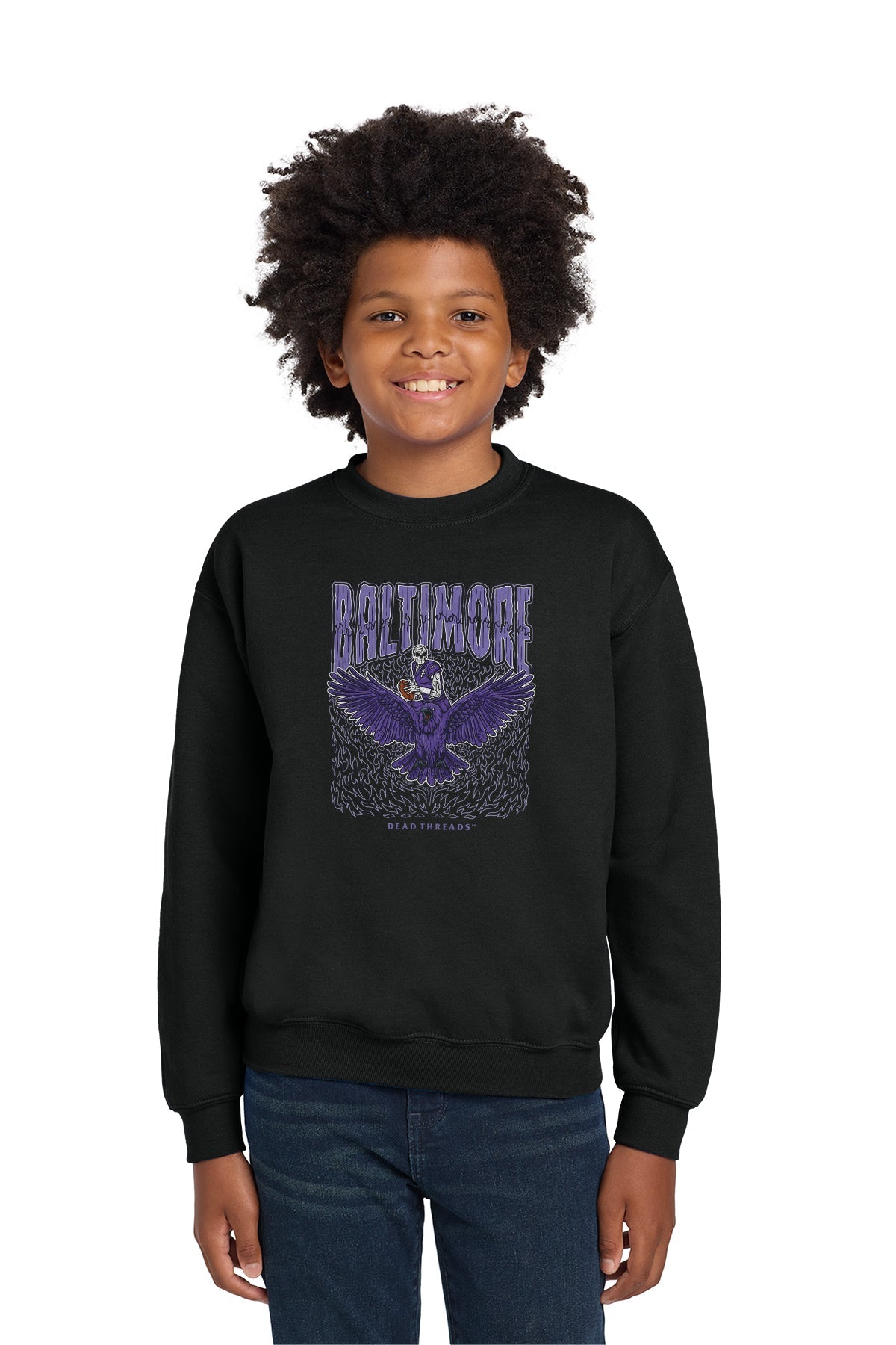 BALTIMORE FOOTBALL v1 KIDS CREWNECK SWEATSHIRT – Kids clothes – Dead Threads Apparel