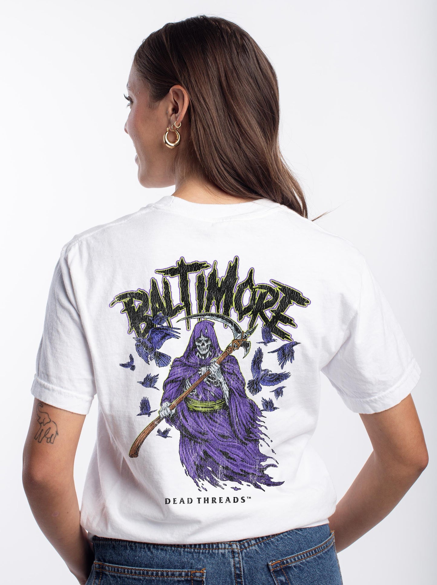 BALTIMORE FOOTBALL v2 - “3 SKULL” PREMIUM T - SHIRT – T-Shirt – Dead Threads Apparel