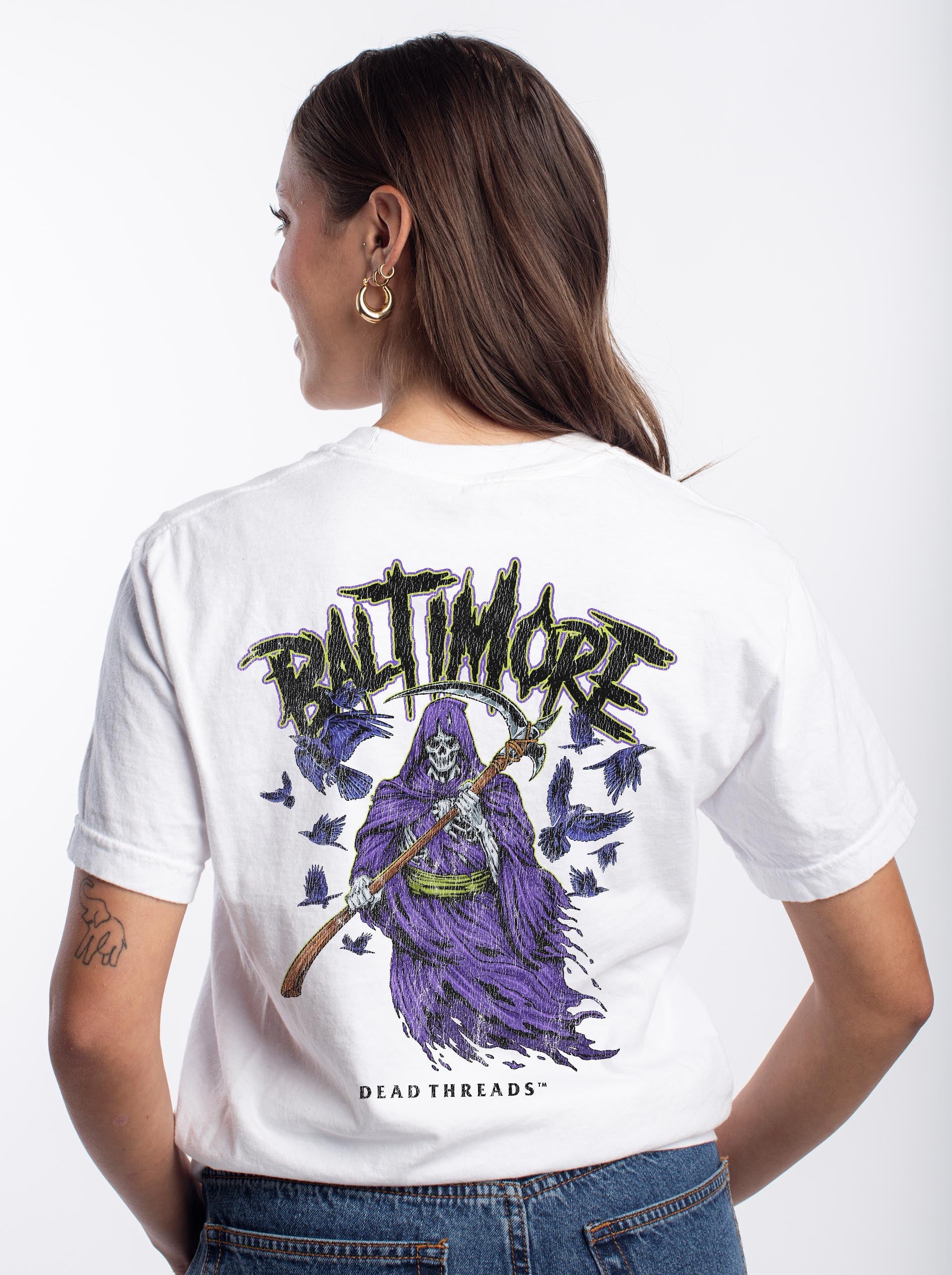 BALTIMORE FOOTBALL v2 - “3 SKULL” PREMIUM T - SHIRT – T-Shirt – Dead Threads Apparel