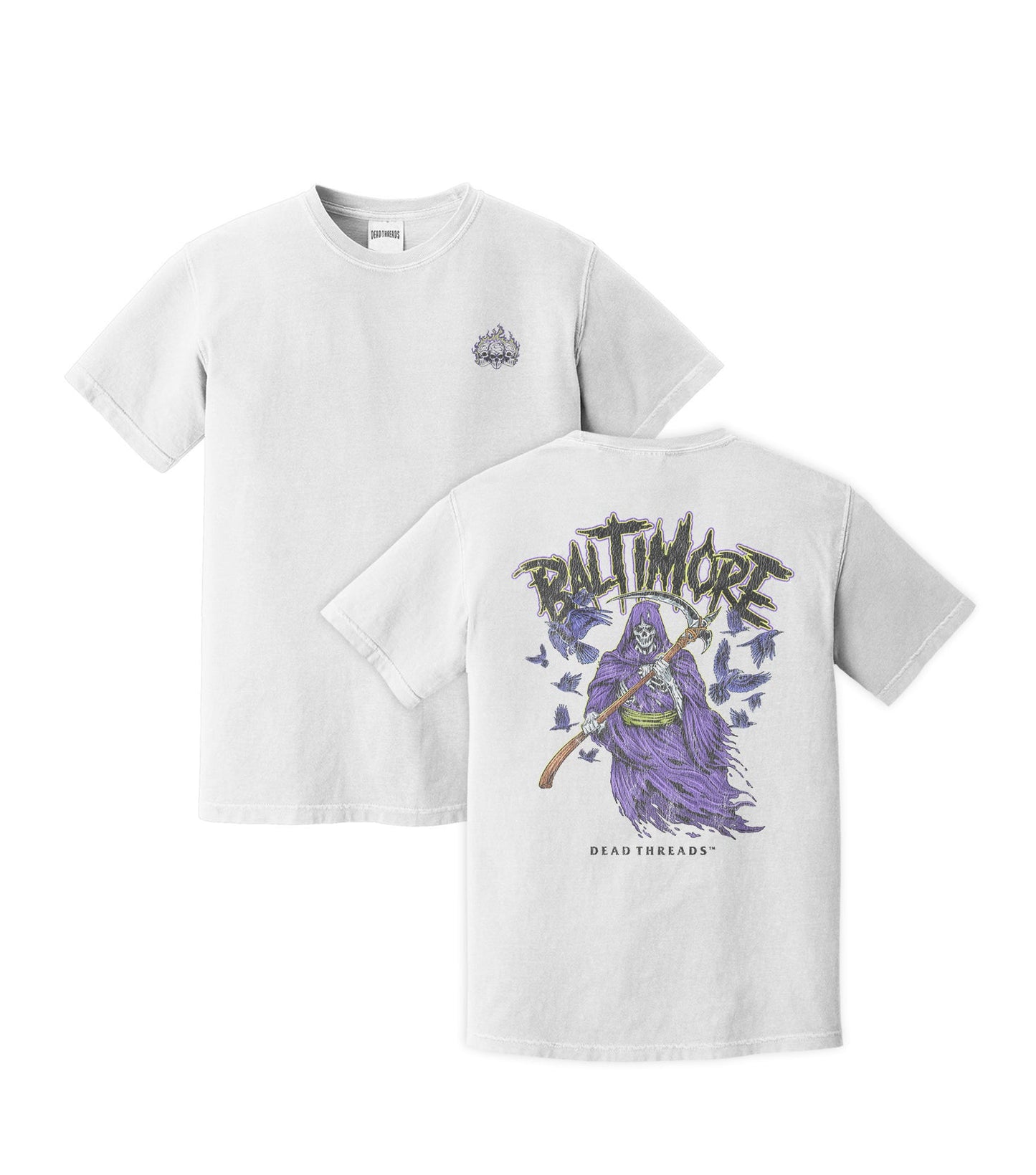 BALTIMORE FOOTBALL v2 - “3 SKULL” PREMIUM T - SHIRT – T-Shirt – Dead Threads Apparel