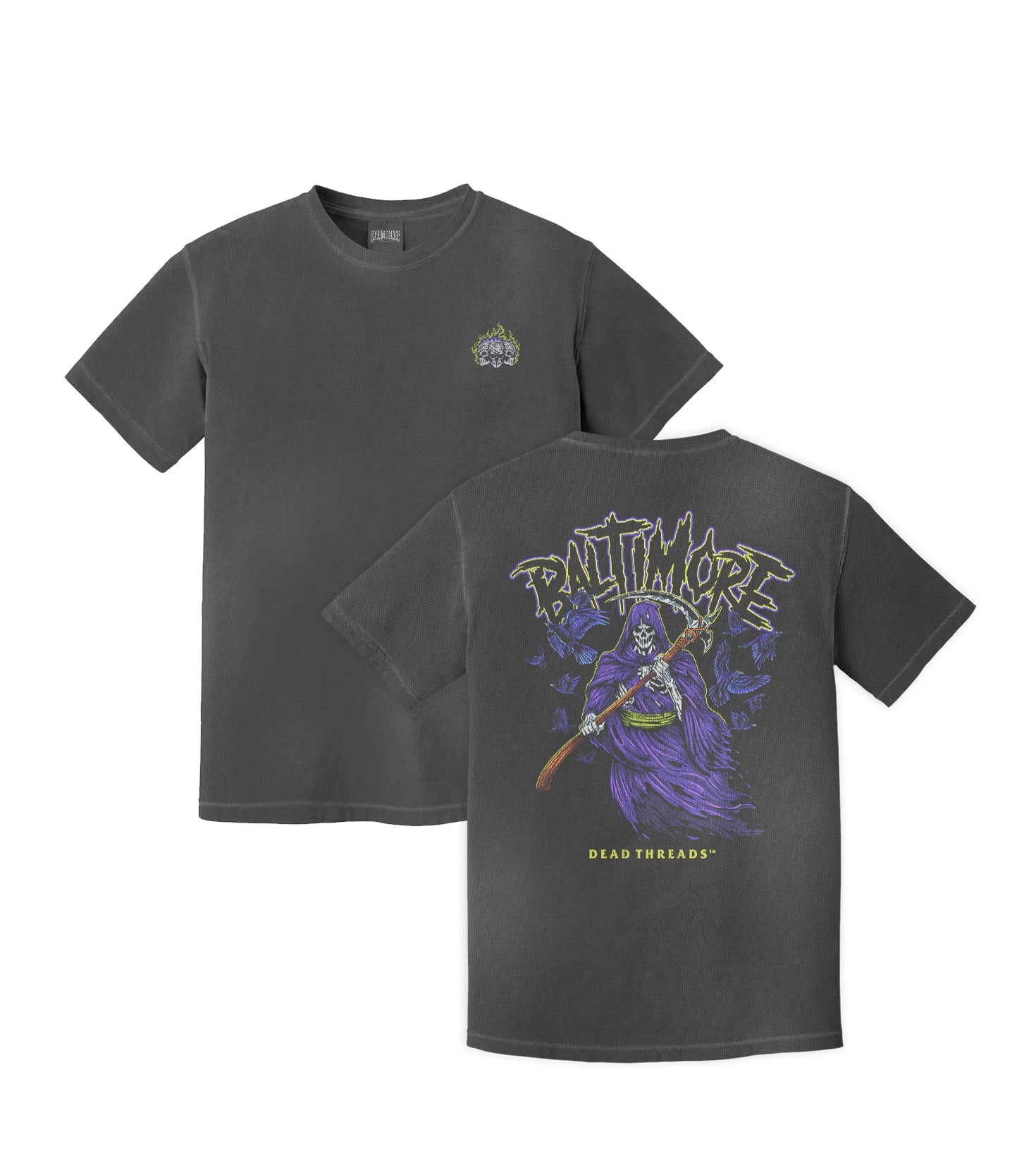 BALTIMORE FOOTBALL v2 - “3 SKULL” PREMIUM T - SHIRT – T-Shirt – Dead Threads Apparel