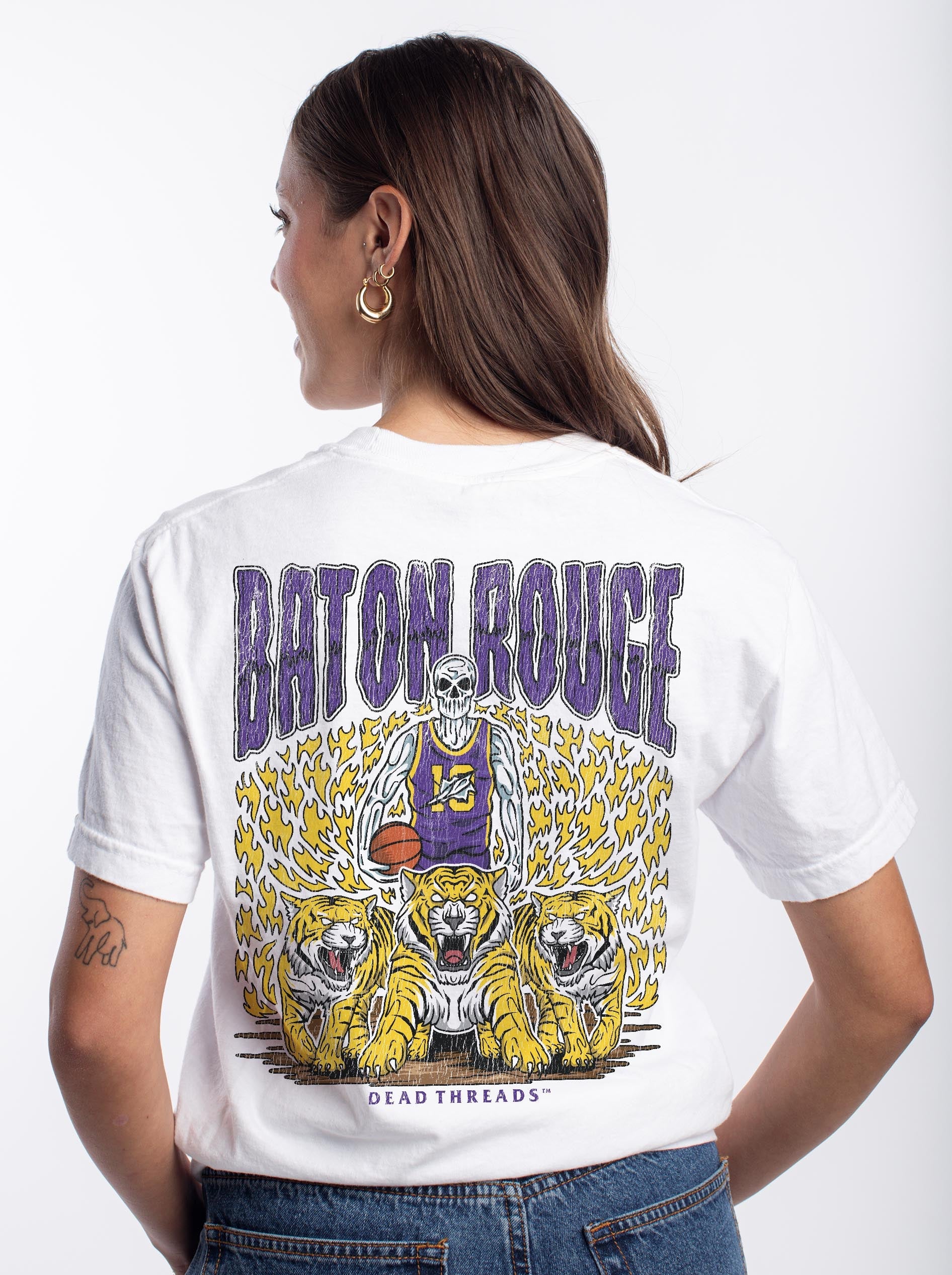 BATON ROUGE BASKETBALL - “3 SKULL” PREMIUM T - SHIRT – T-Shirt – Dead Threads Apparel