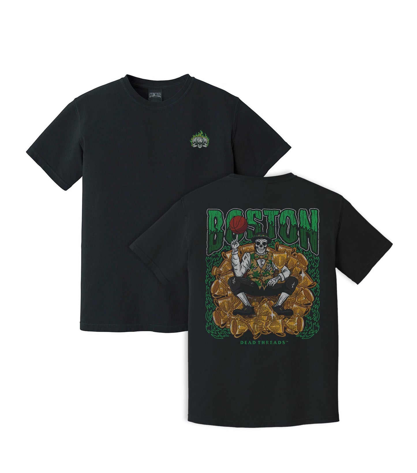 BOSTON BASKETBALL - “3 SKULL” PREMIUM T - SHIRT – T-Shirt – Dead Threads Apparel