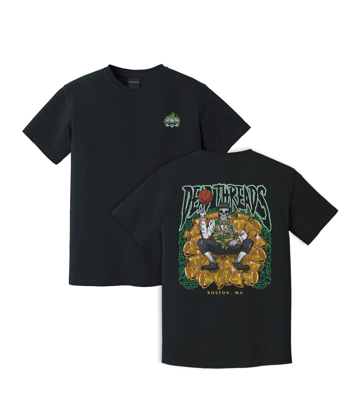 BOSTON BASKETBALL - “3 SKULL” PREMIUM T-SHIRT – T-Shirt – Dead Threads Apparel