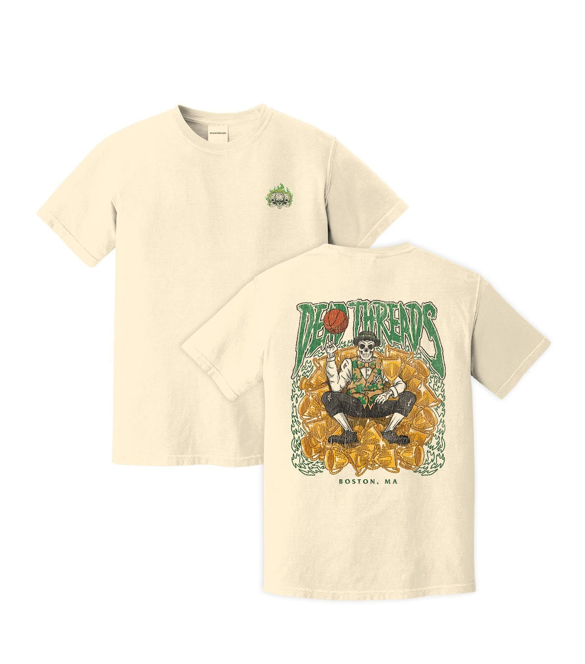 BOSTON BASKETBALL - “3 SKULL” PREMIUM T-SHIRT – T-Shirt – Dead Threads Apparel