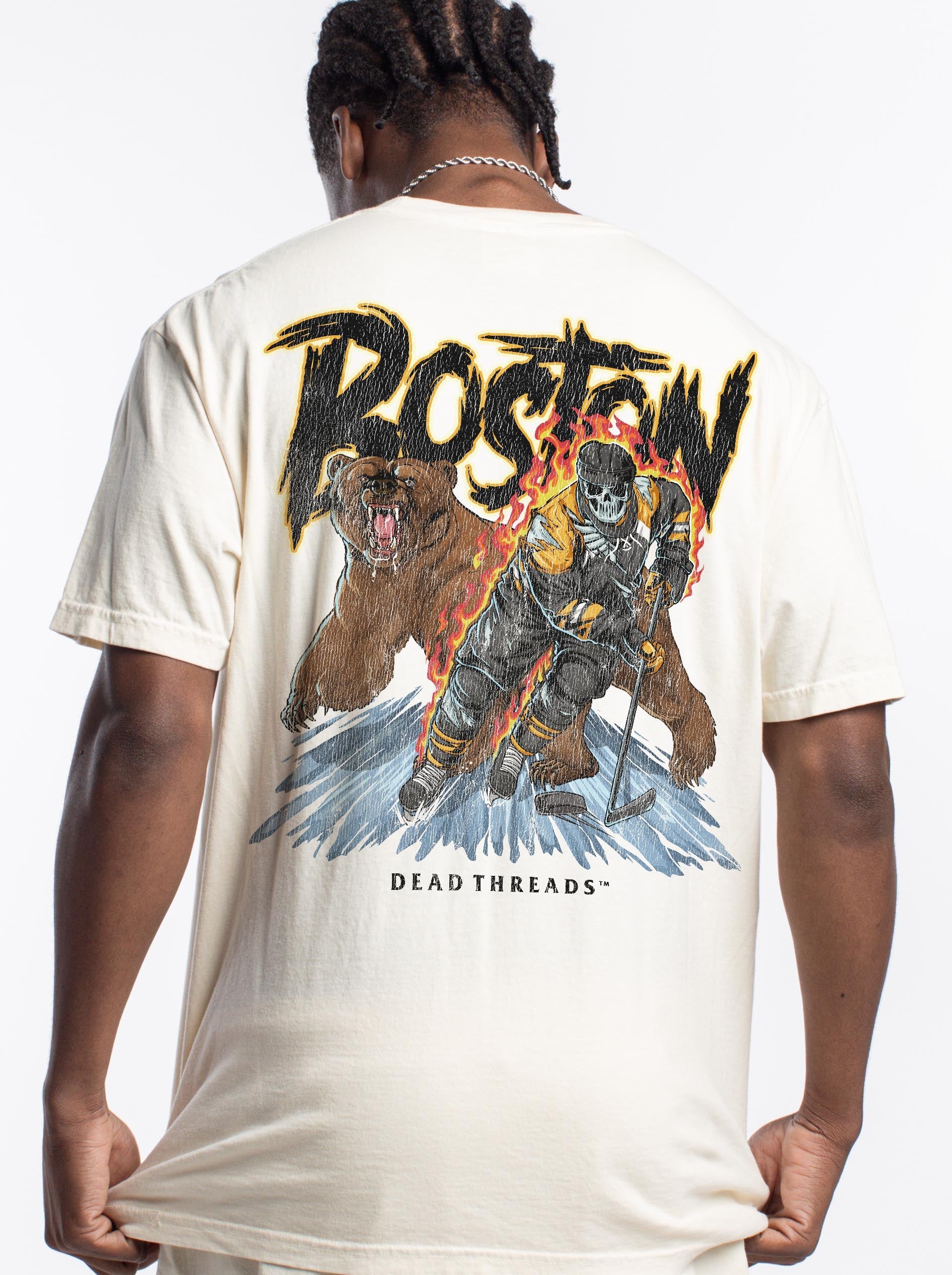 BOSTON HOCKEY - “3 SKULL” PREMIUM T - SHIRT – T-Shirt – Dead Threads Apparel