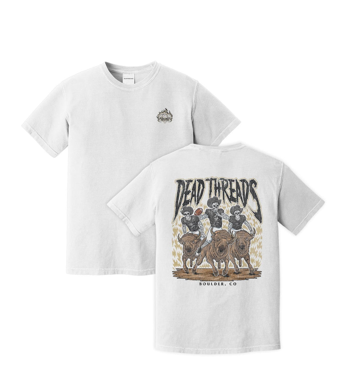 BOULDER FOOTBALL - “3 SKULL” PREMIUM T-SHIRT – T-Shirt – Dead Threads Apparel