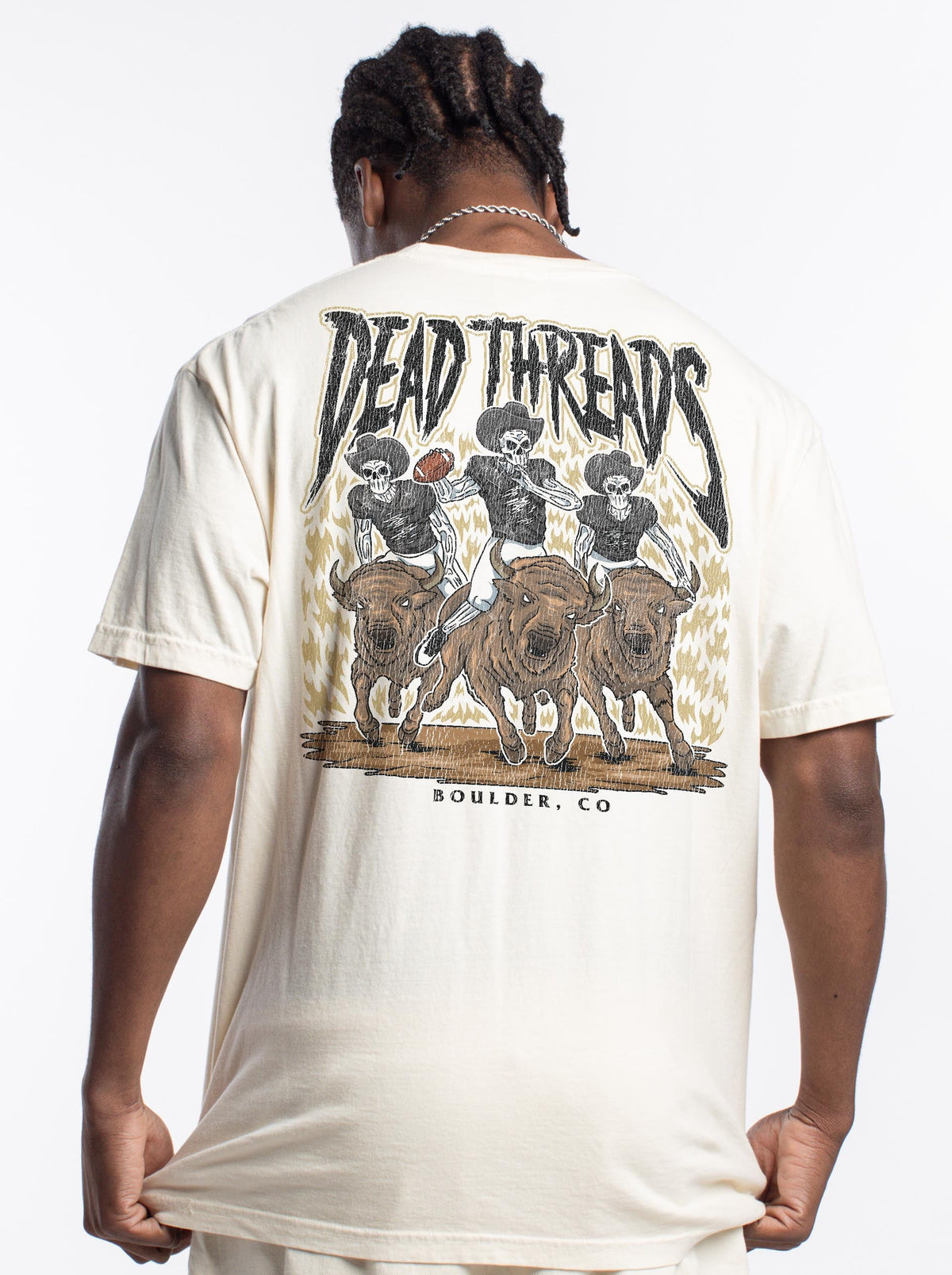BOULDER FOOTBALL - “3 SKULL” PREMIUM T-SHIRT – T-Shirt – Dead Threads Apparel