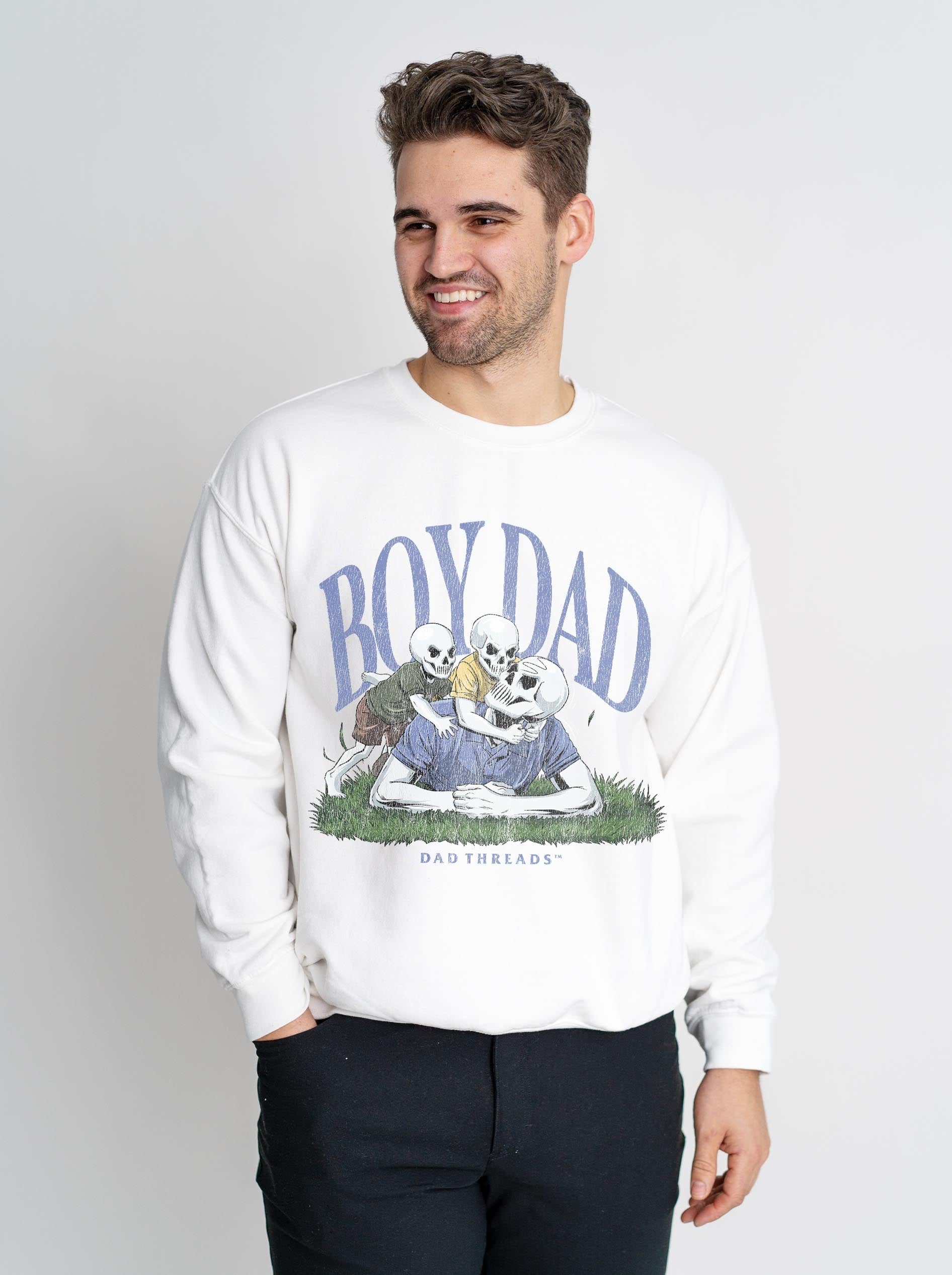 BOY DAD v2 (DYNAMIC DUO) - CREWNECK SWEATSHIRT – Sweatshirt – Dead Threads Apparel