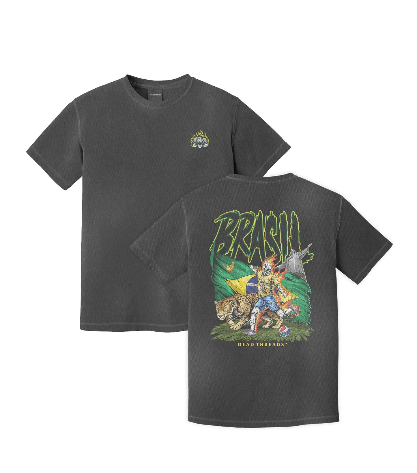 BRASIL SOCCER - “3 SKULL” PREMIUM T-SHIRT – T-Shirt – Dead Threads Apparel