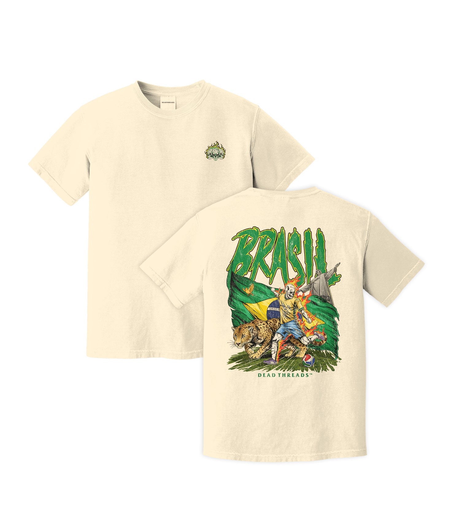 BRASIL SOCCER - “3 SKULL” PREMIUM T-SHIRT – T-Shirt – Dead Threads Apparel