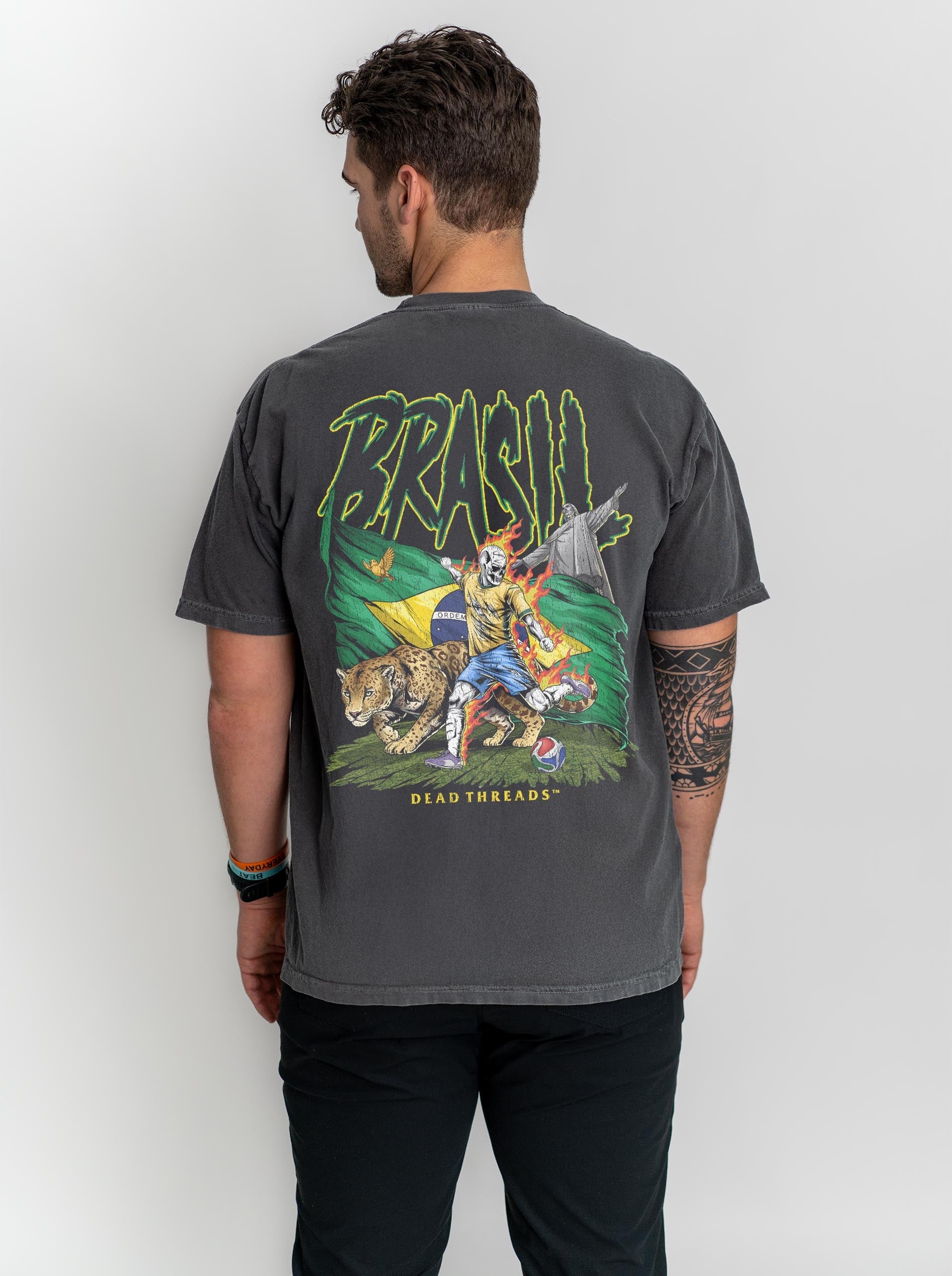 BRASIL SOCCER - “3 SKULL” PREMIUM T-SHIRT – T-Shirt – Dead Threads Apparel