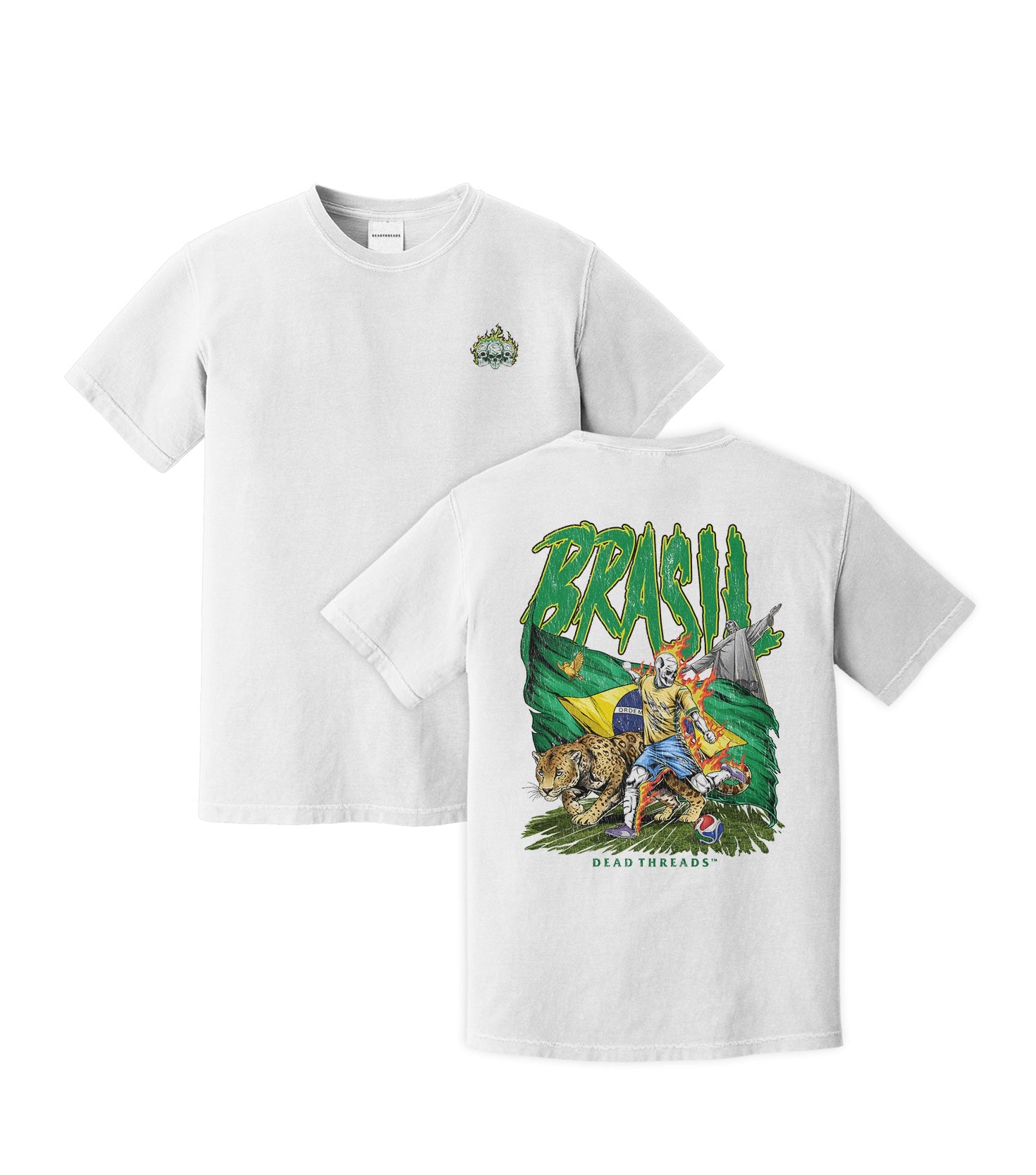 BRASIL SOCCER - “3 SKULL” PREMIUM T-SHIRT – T-Shirt – Dead Threads Apparel