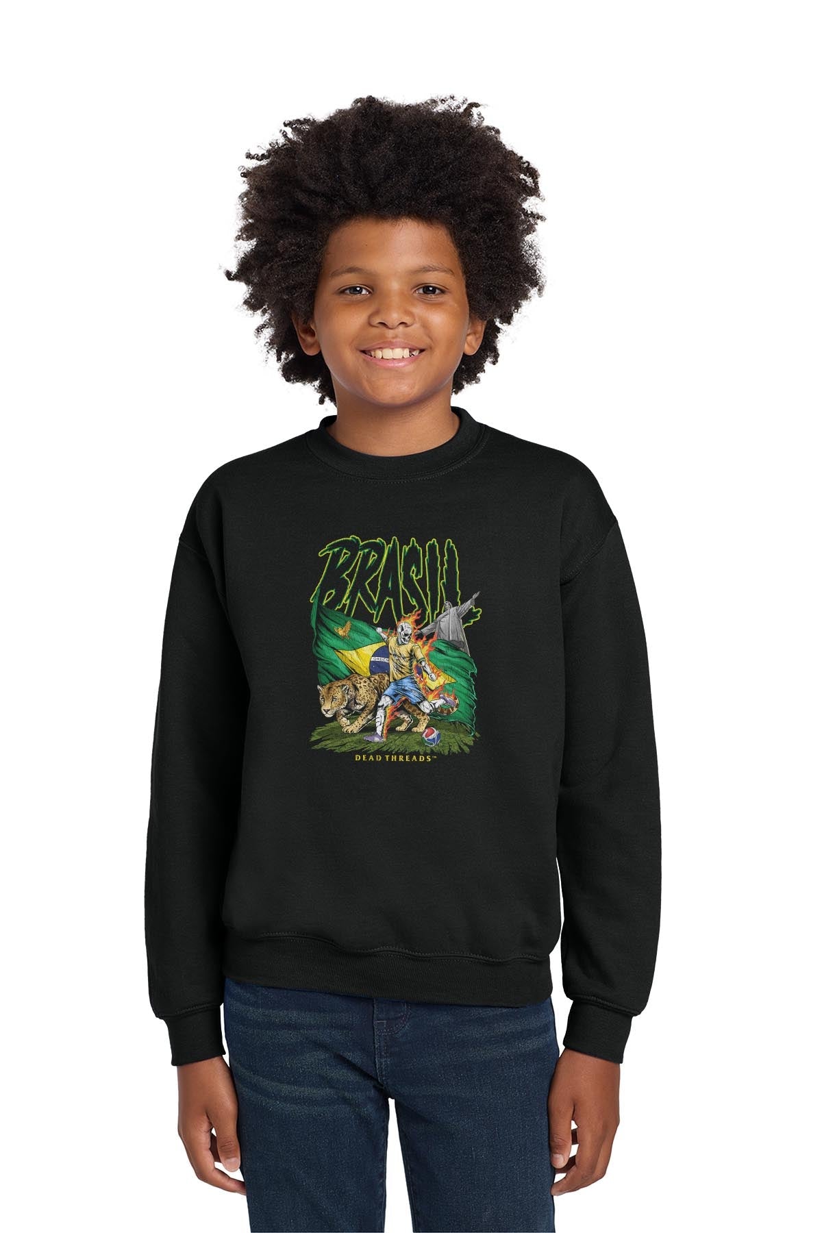 BRASIL SOCCER - KIDS CREWNECK SWEATSHIRT – Kids clothes – Dead Threads Apparel
