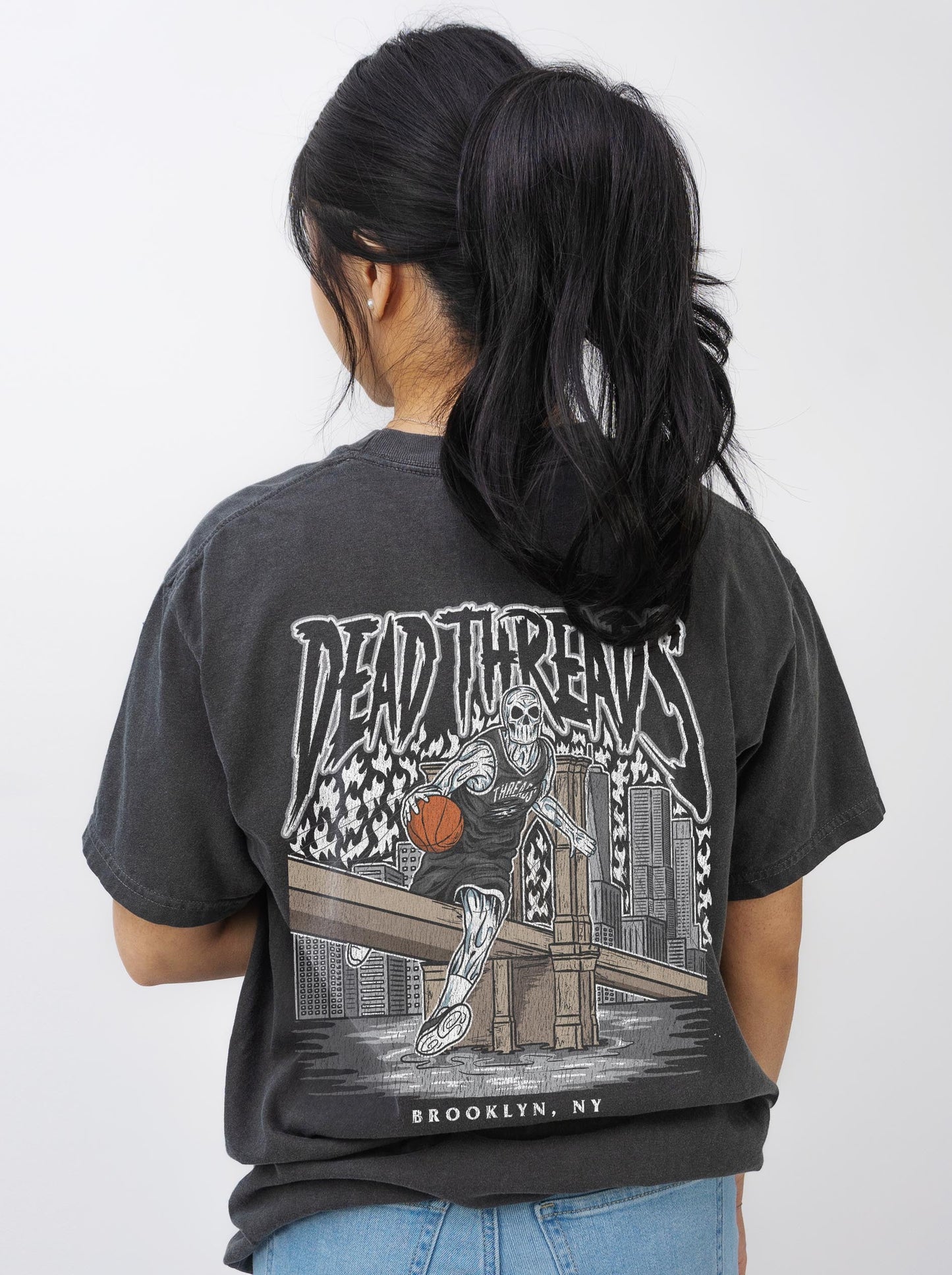 BROOKLYN BASKETBALL - “3 SKULL” PREMIUM T - SHIRT – T-Shirt – Dead Threads Apparel