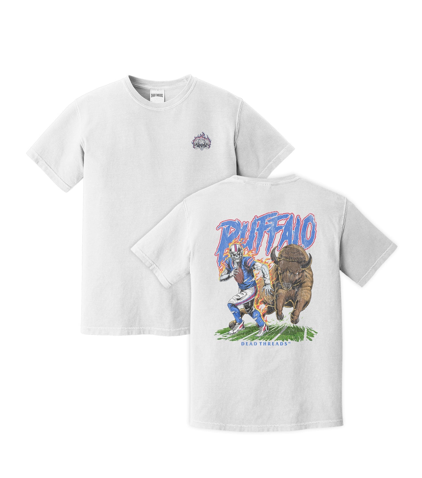 BUFFALO FOOTBALL v2 - “3 SKULL” PREMIUM T - SHIRT – T-Shirt – Dead Threads Apparel