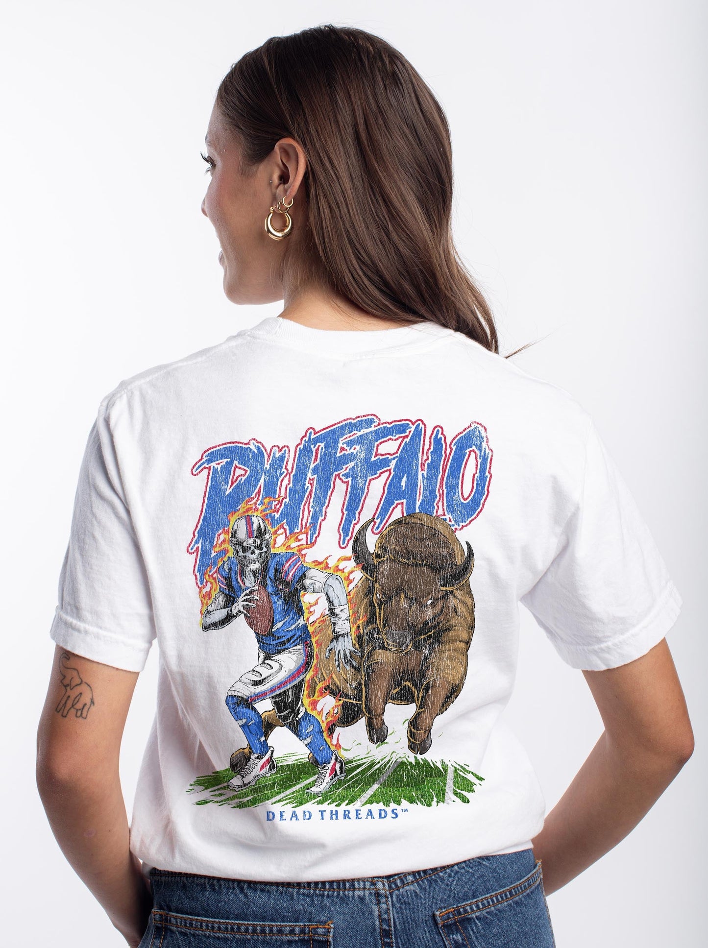 BUFFALO FOOTBALL v2 - “3 SKULL” PREMIUM T - SHIRT – T-Shirt – Dead Threads Apparel