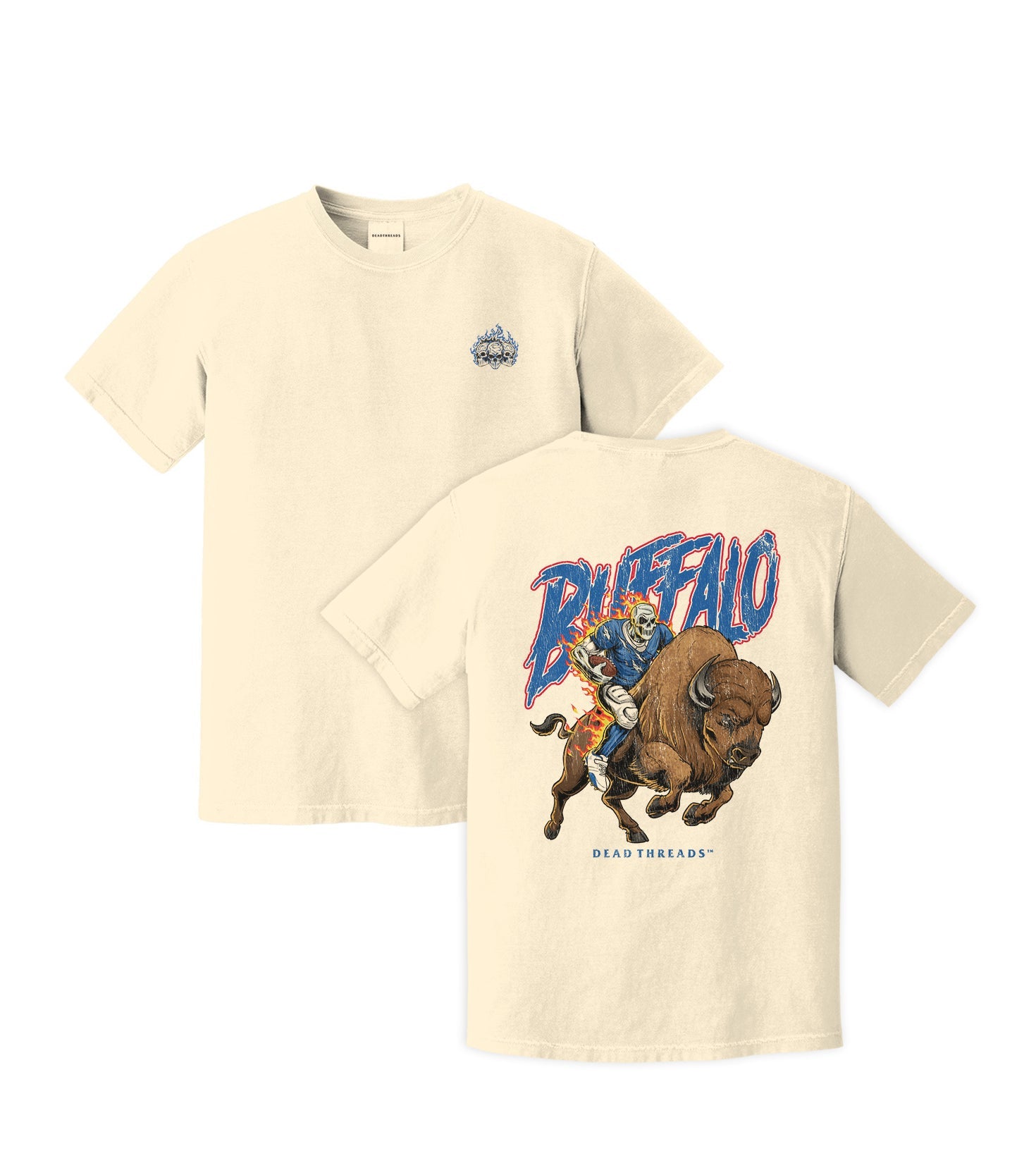 BUFFALO FOOTBALL v3 - “3 SKULL” PREMIUM T - SHIRT – T-Shirt – Dead Threads Apparel