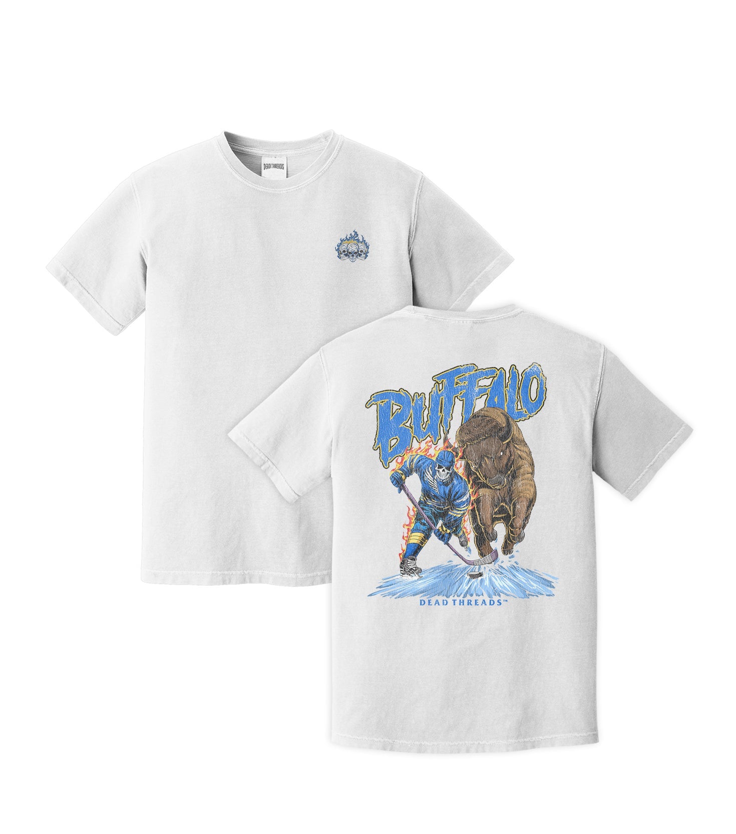 BUFFALO HOCKEY - “3 SKULL” PREMIUM T - SHIRT – T-Shirt – Dead Threads Apparel
